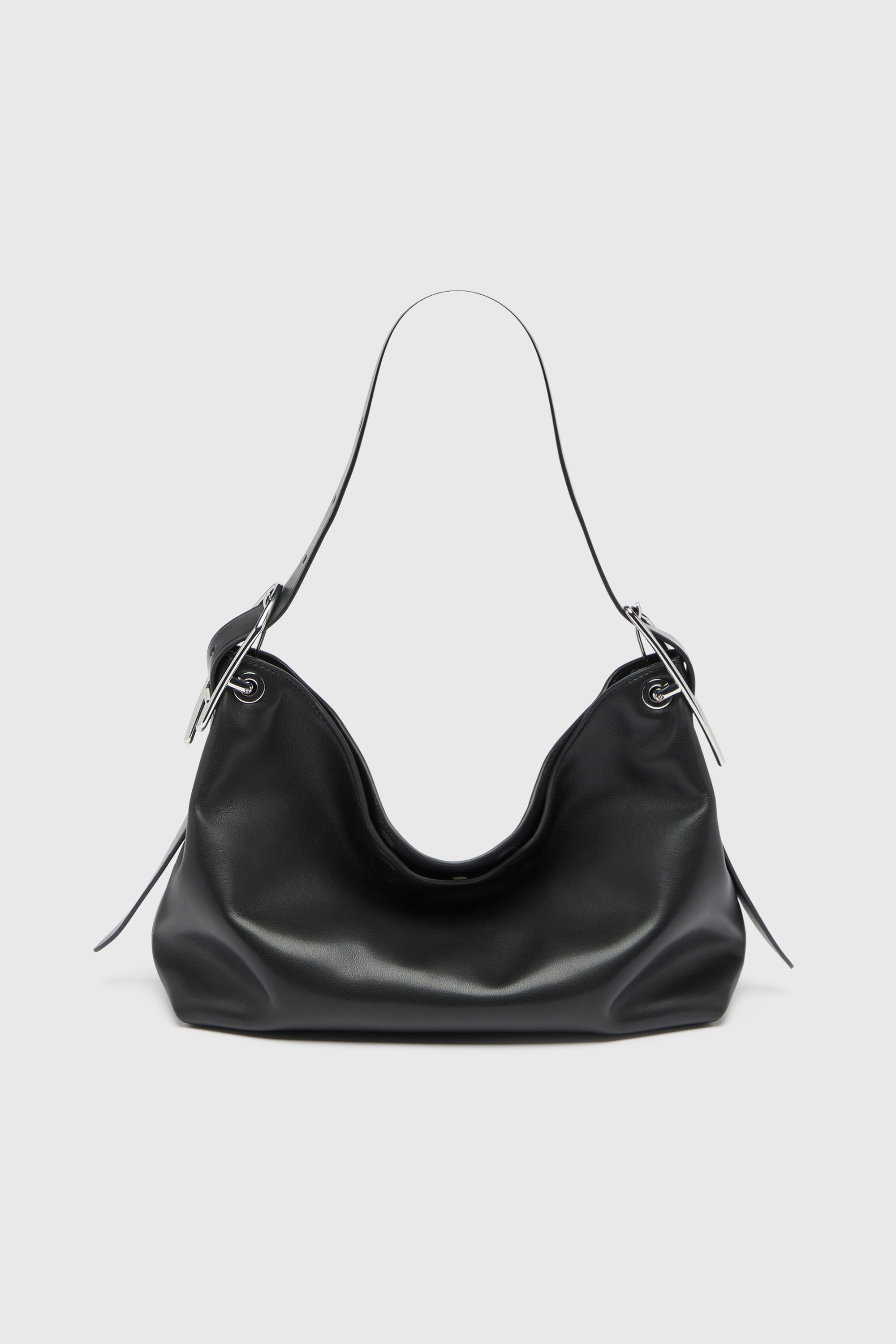 Diesel - D-LINE HOBO S, Damen D-Line-Leder-Schultertasche in Schwarz - 2
