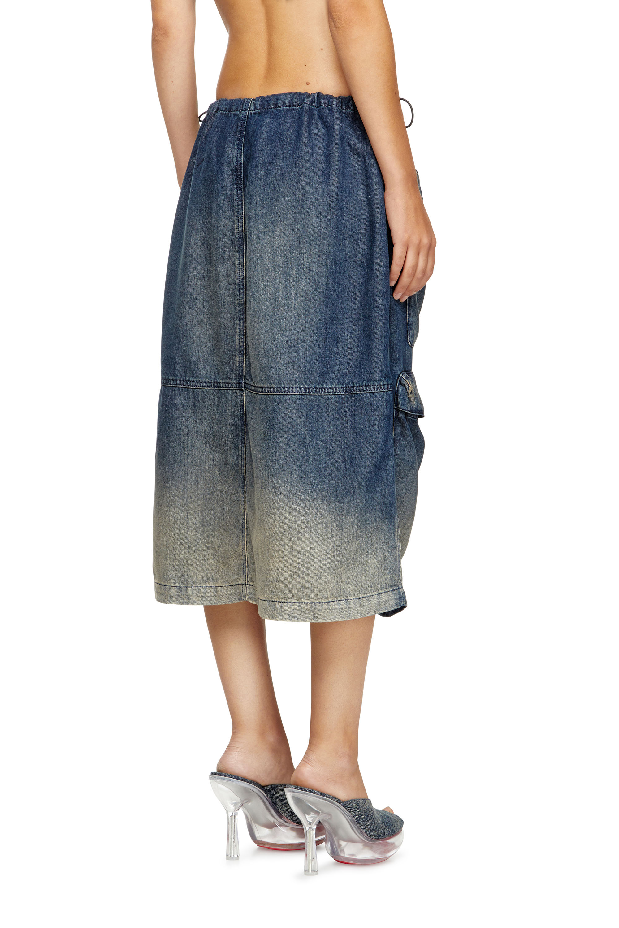 DE-MEGI-S, Dark Blue Diesel - DE-MEGI-S, Woman's Midi skirt in gradient fluid denim in Dark Blue - 4