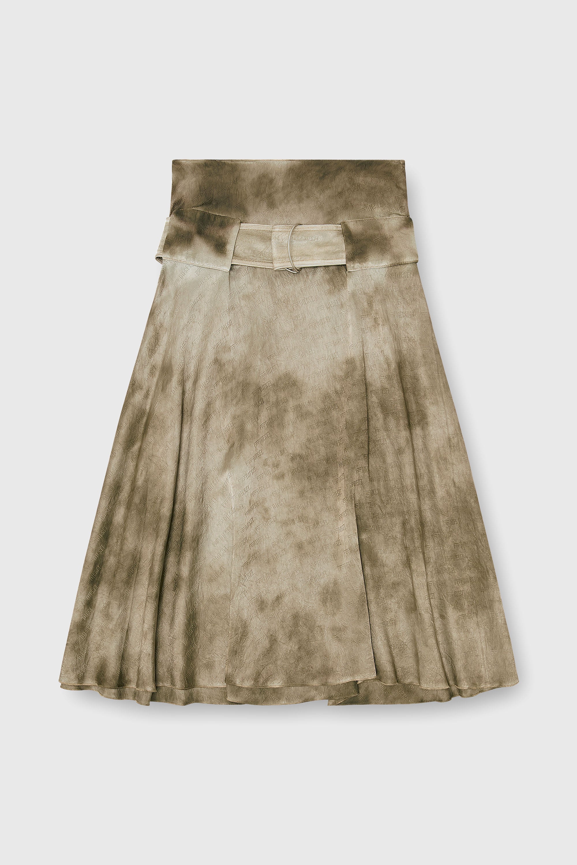 Diesel - O-DYLE, Damen Belted Midirock aus Logo-Jacquard-Satin in Hellbraun - 2