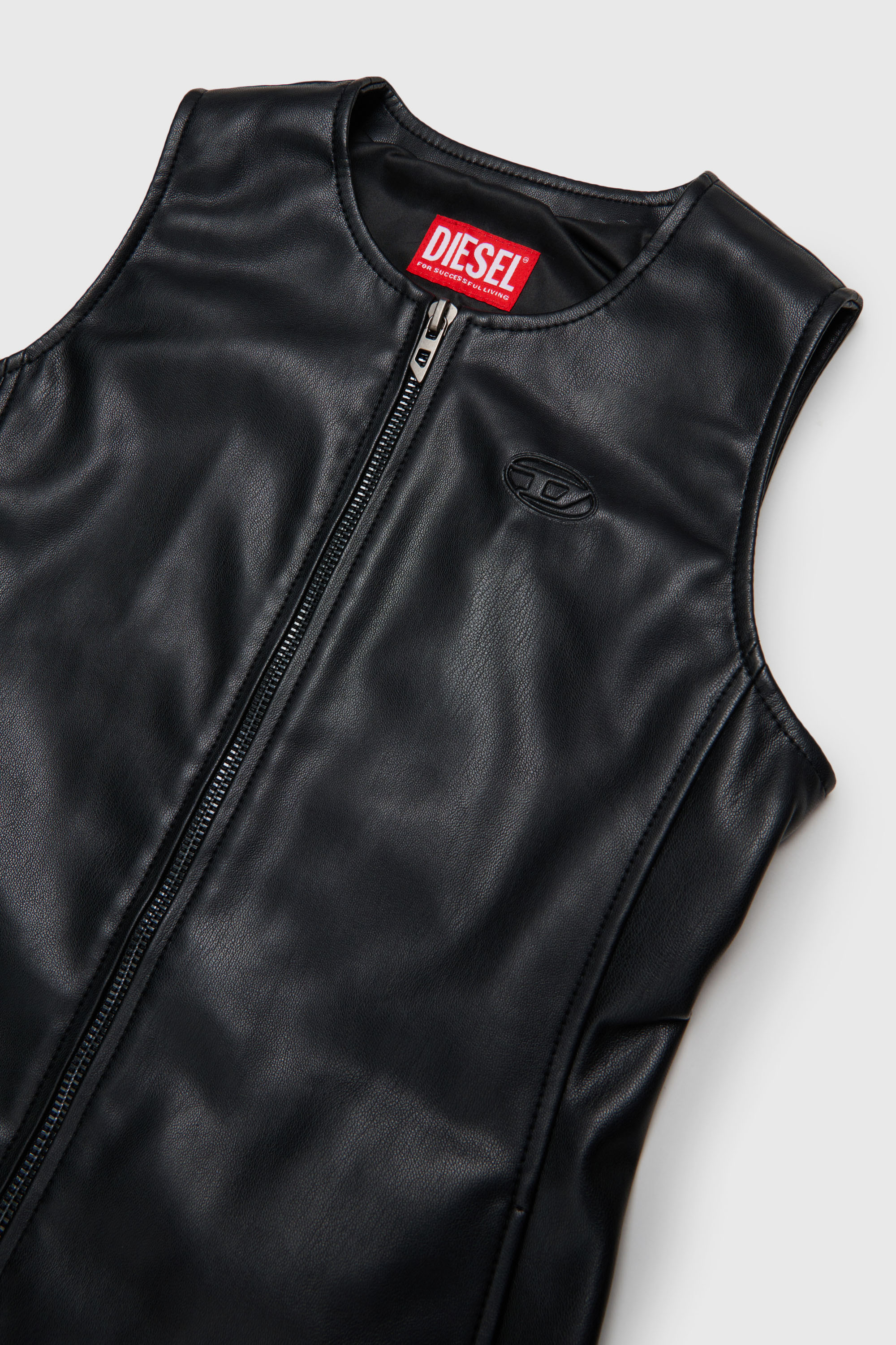 Diesel - DJENNY, Damen &Auml;rmelloses Hemdkleid mit durchgehendem Zip in Schwarz - 3