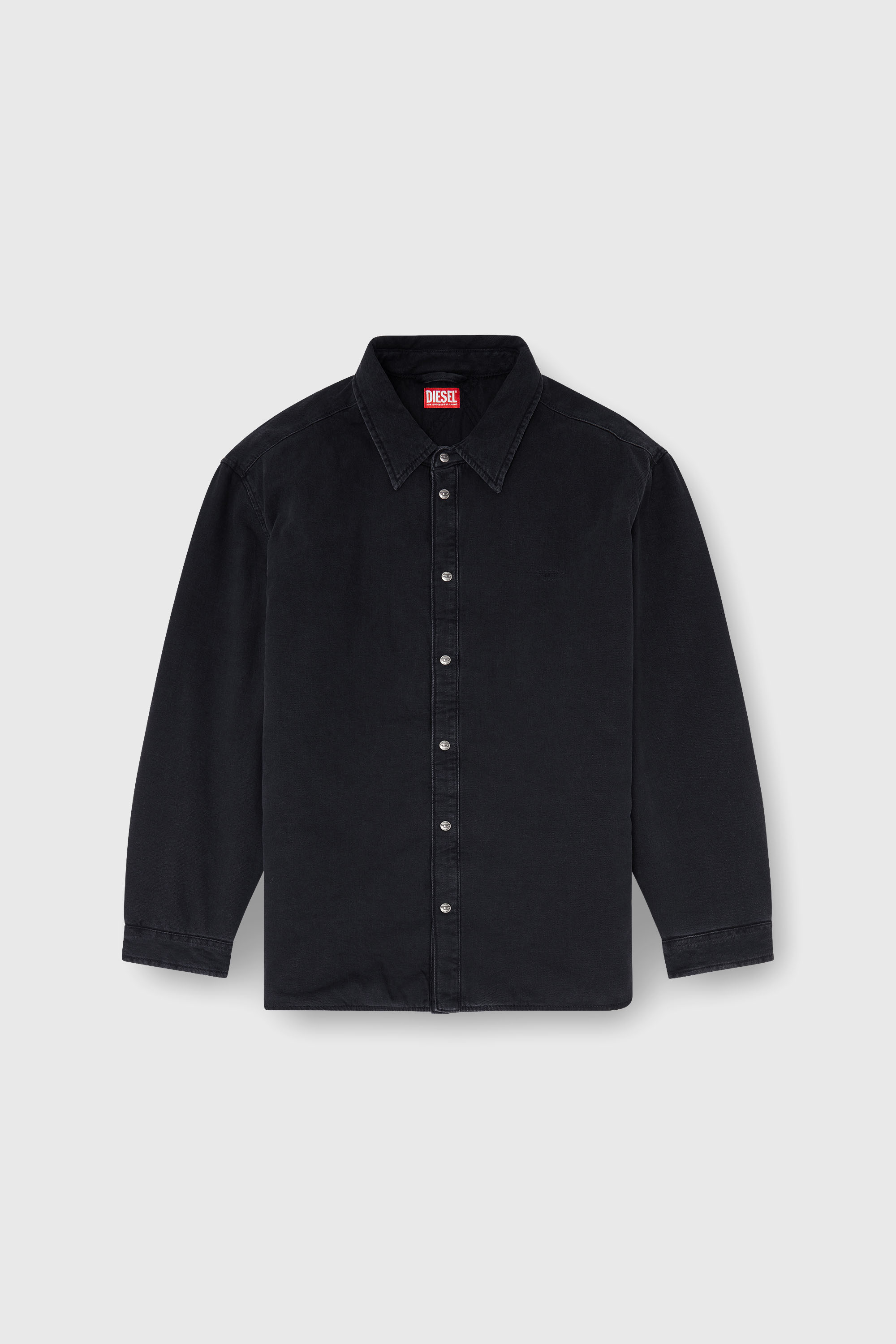 Diesel - D-FLAIM-D, Herren Gef&uuml;tterte denim overshirt in Schwarz - 2