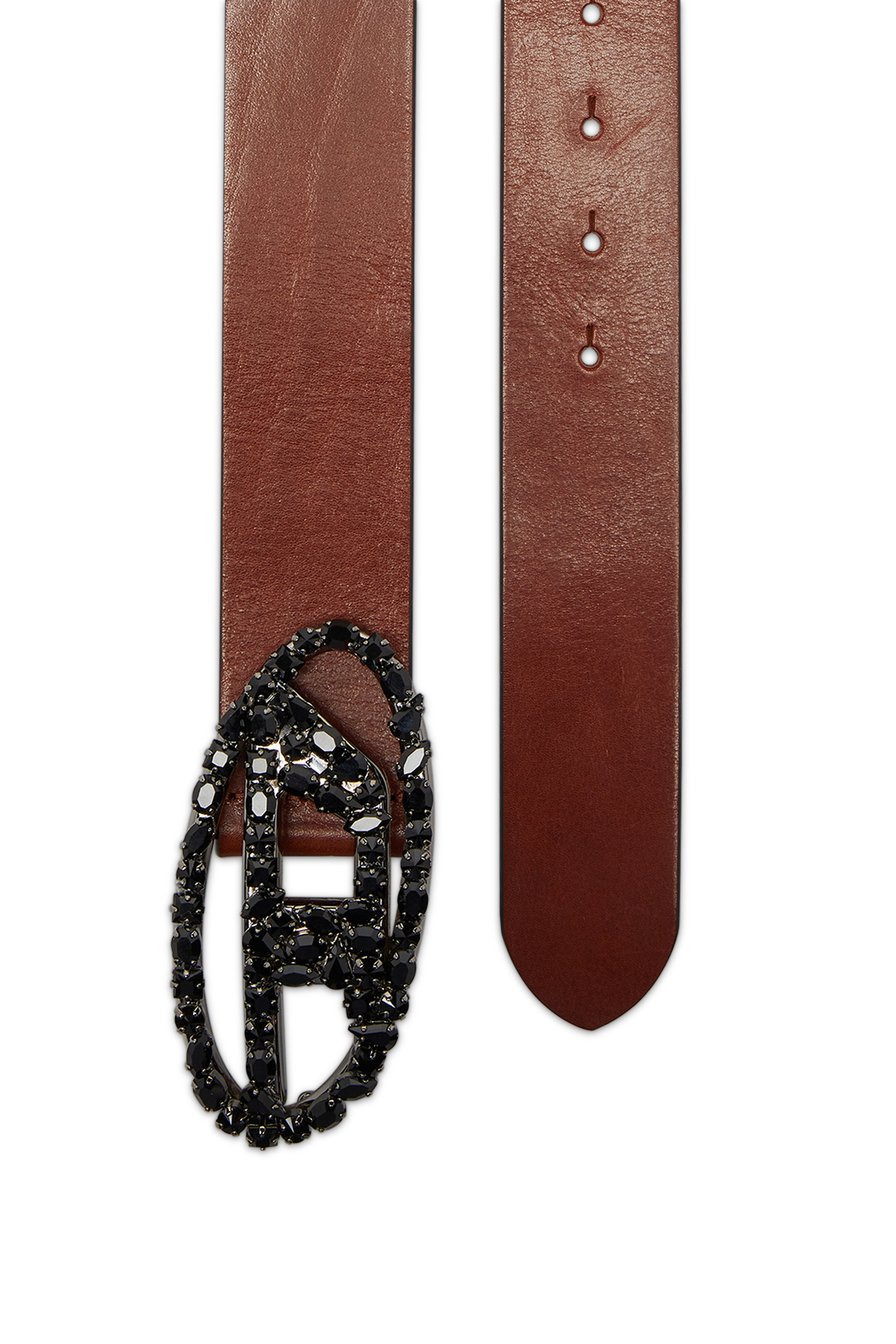 Diesel - B-1DR W-CROWN, Damen 4 cm breiter Gürtel aus Pull-Up-Leder mit Schmuckschließe in Braun - 2