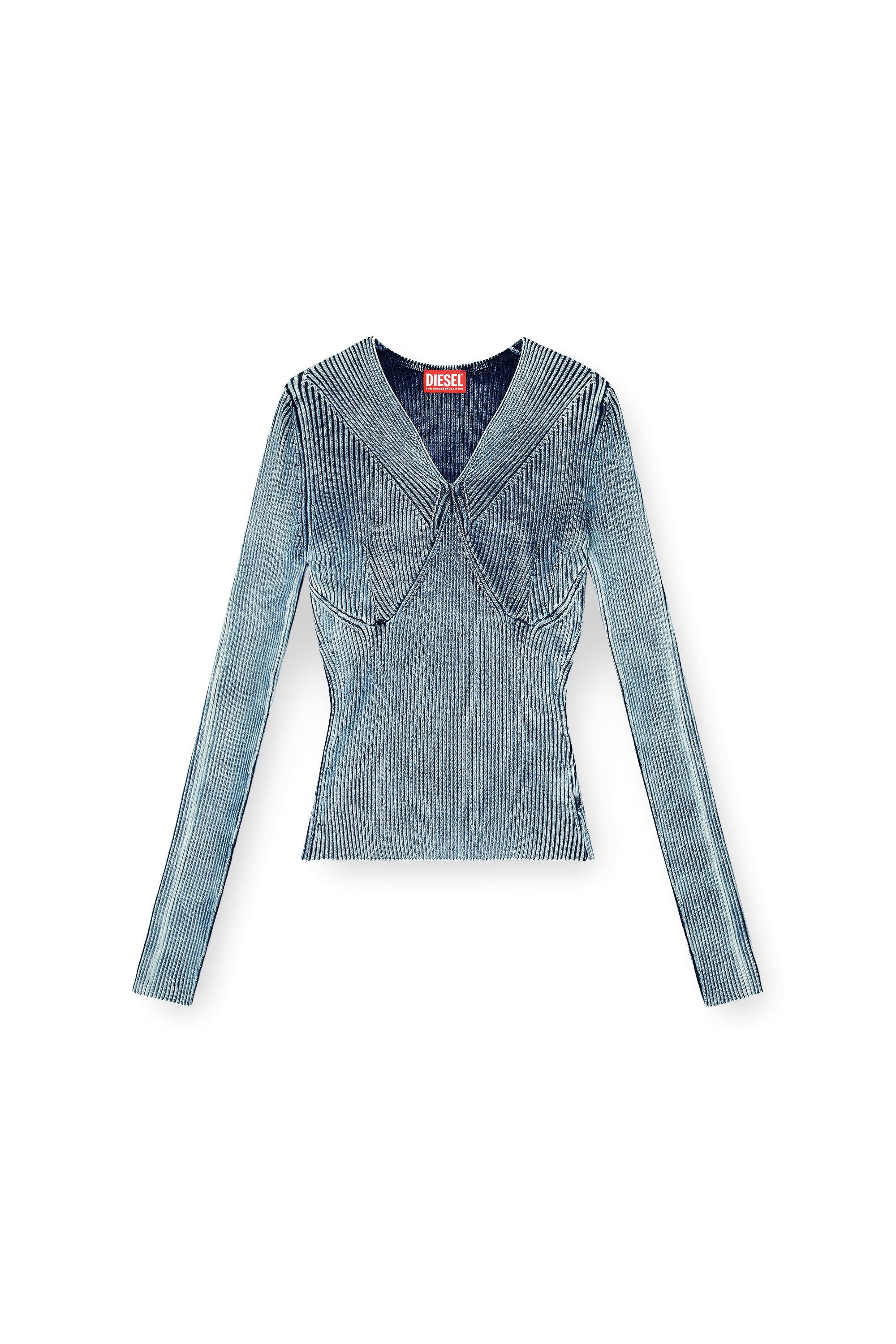 Diesel - M-MILMO, Damen Pullover aus Denim mit Glanzeffekt in Blau - 2