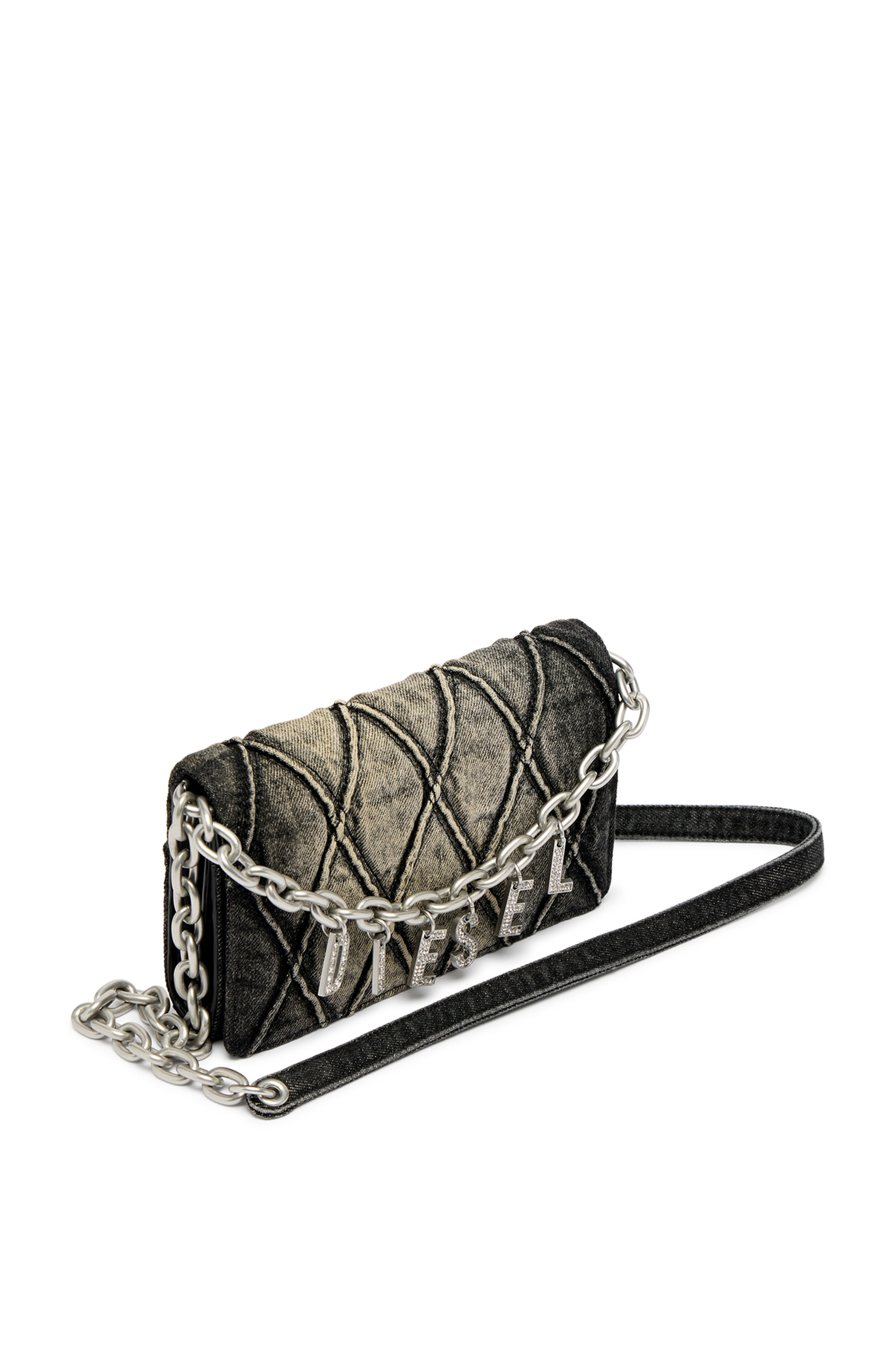 Women's Wallet purse in argyle quilted denim | Black | Diesel