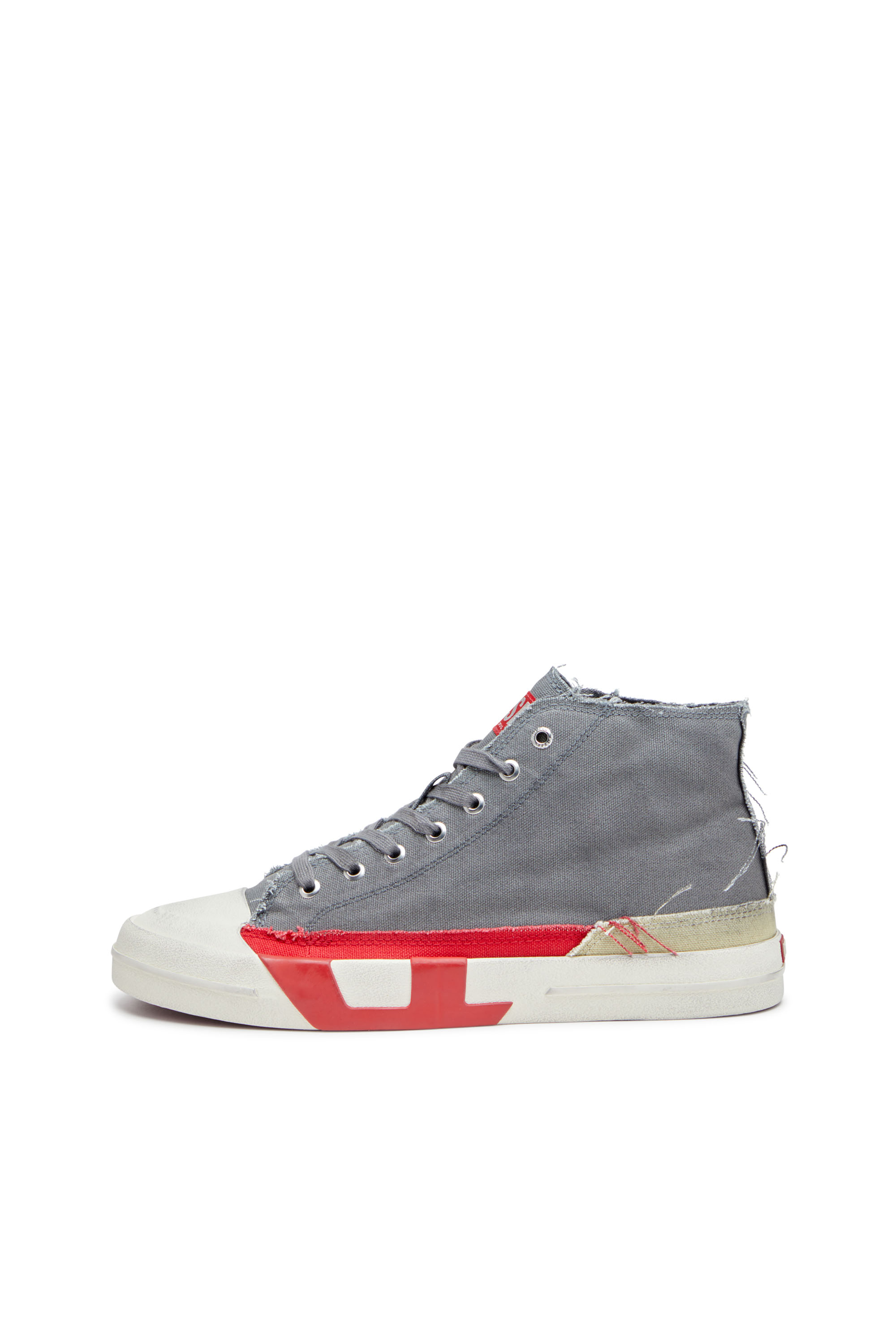 Diesel - S-D-VERSE MID, Herren S-D-Verse-High Top-Sneakers aus Canvas mit Schmutz-Effekt in Grau/Rot - 7