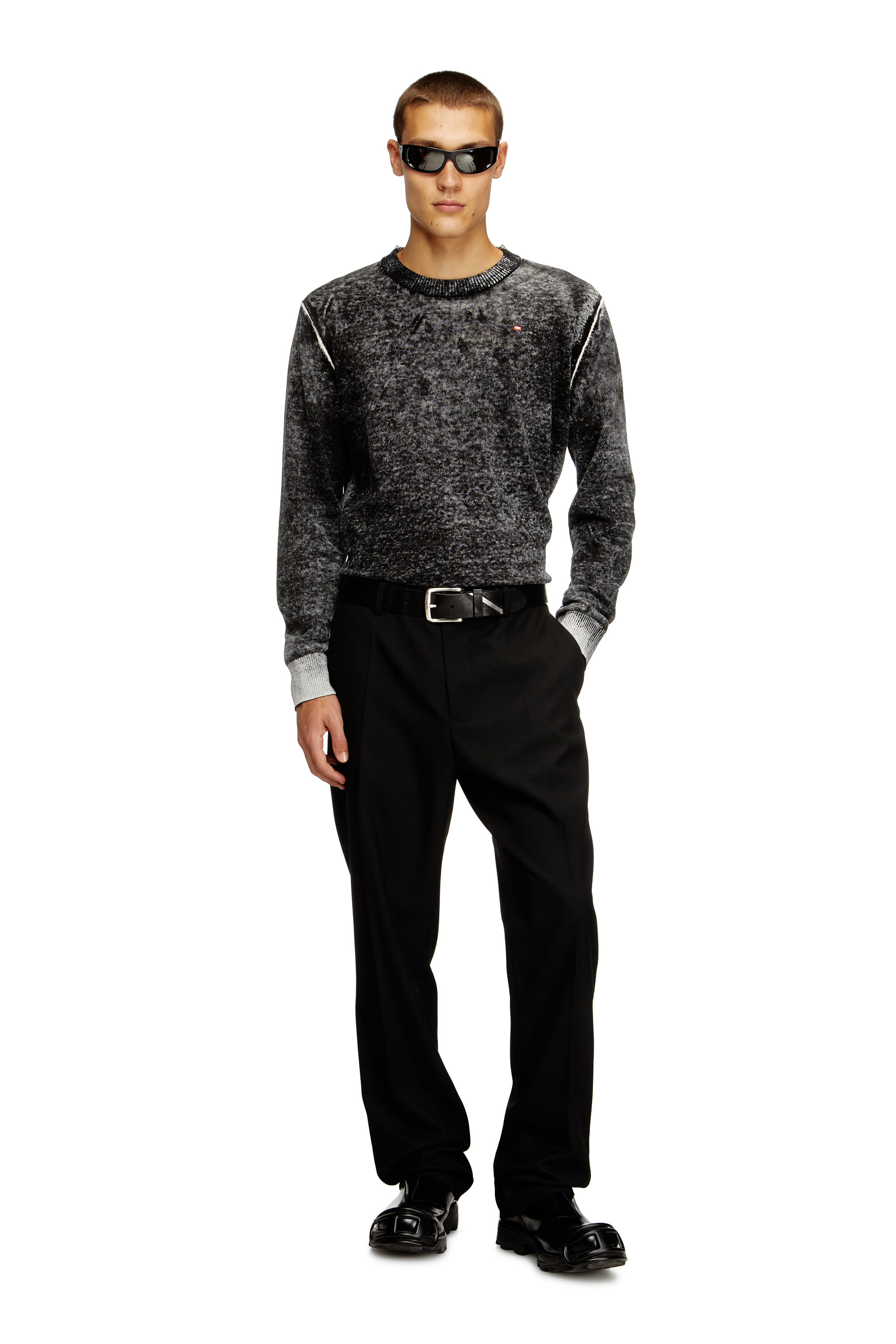 Diesel - P-AM-EPCI, Herren Wollmischung-Hose mit Metalletikett in Schwarz - 2