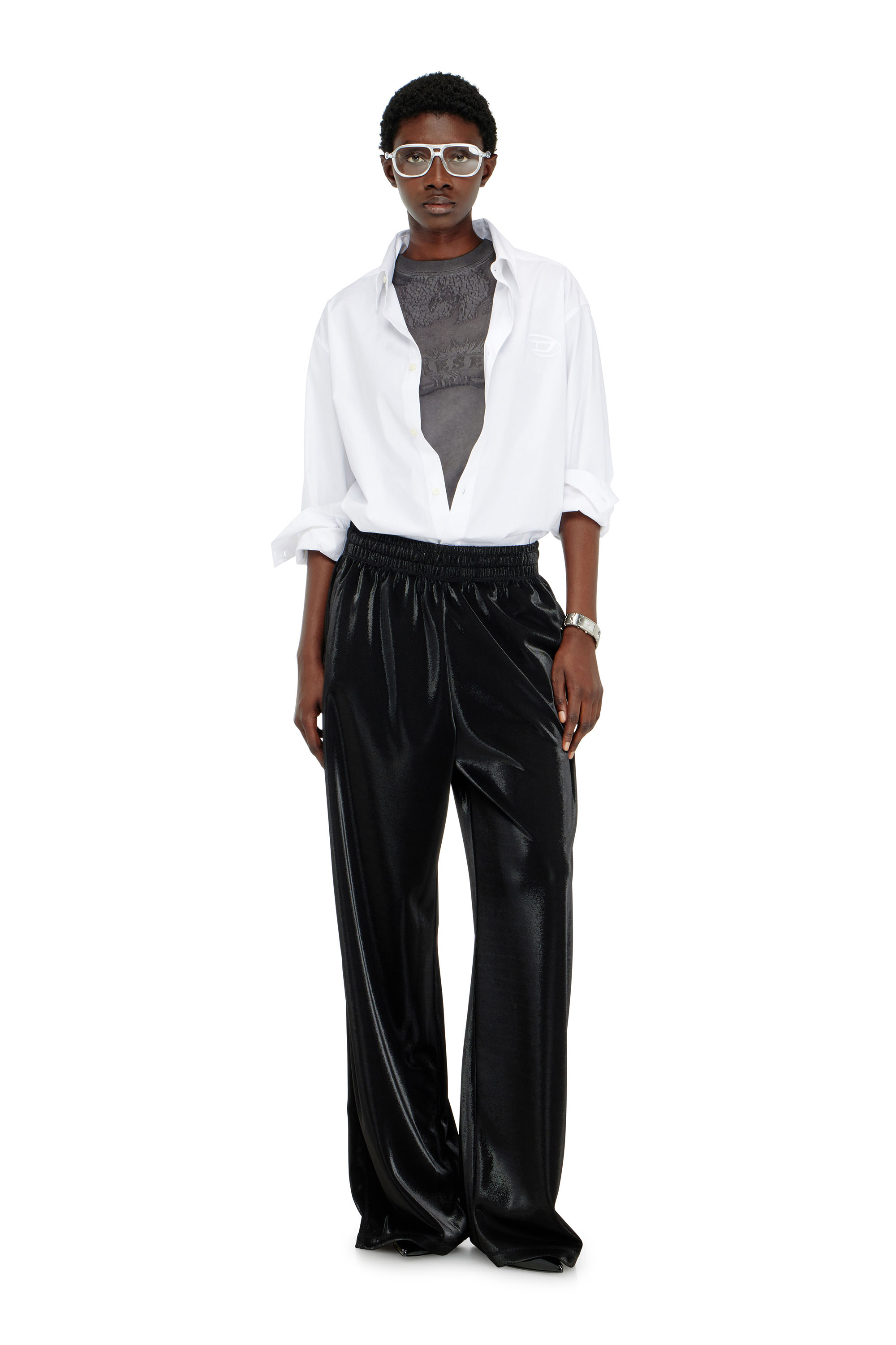 Diesel - T-ILA-AA7, Damen Slim T-shirt mit d&eacute;vor&eacute; Phoenix in Dunkelgrau - 2