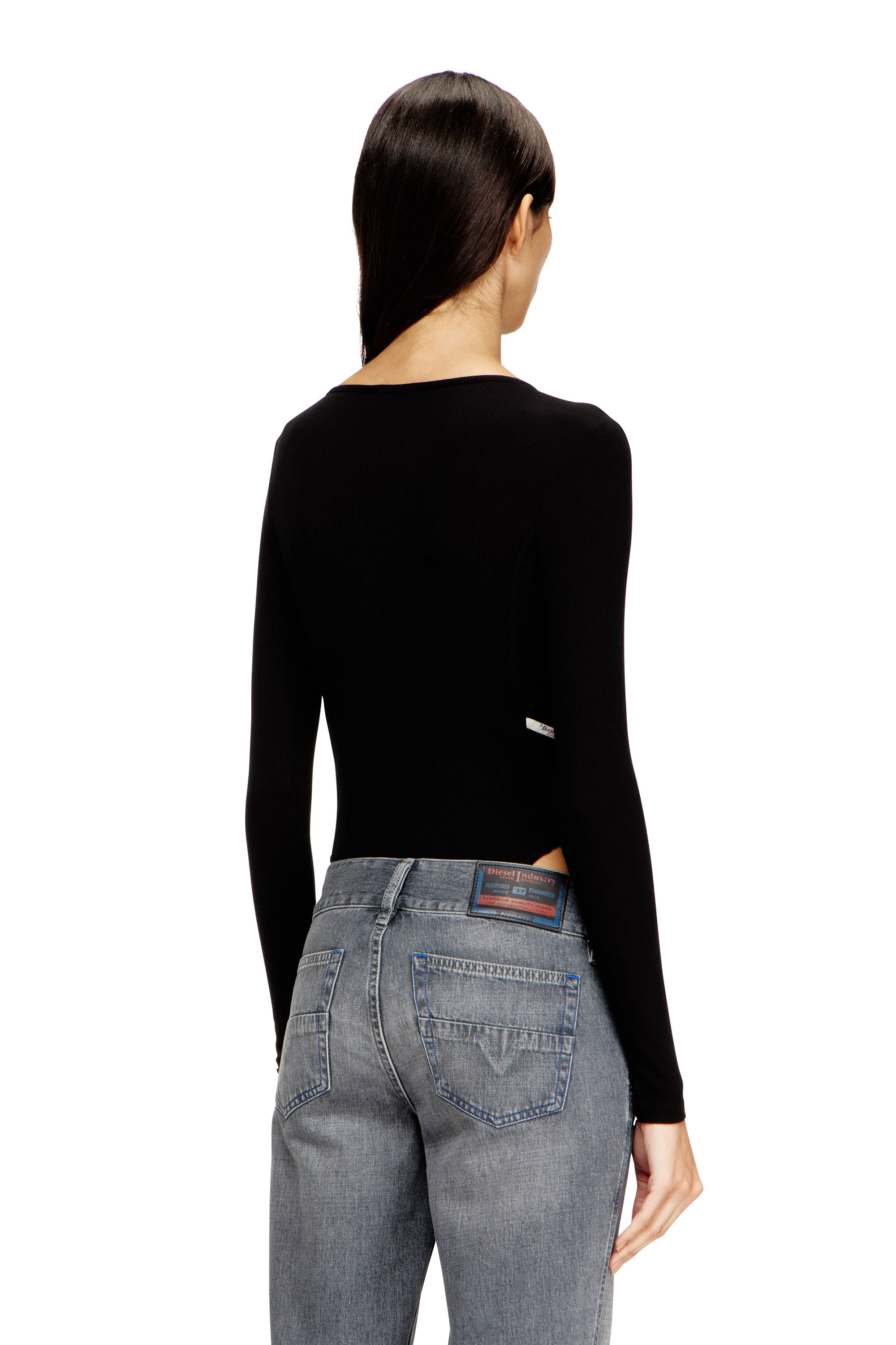 Diesel - T-BODYN, Damen String-Body aus Ripp-Jersey in Schwarz - 4