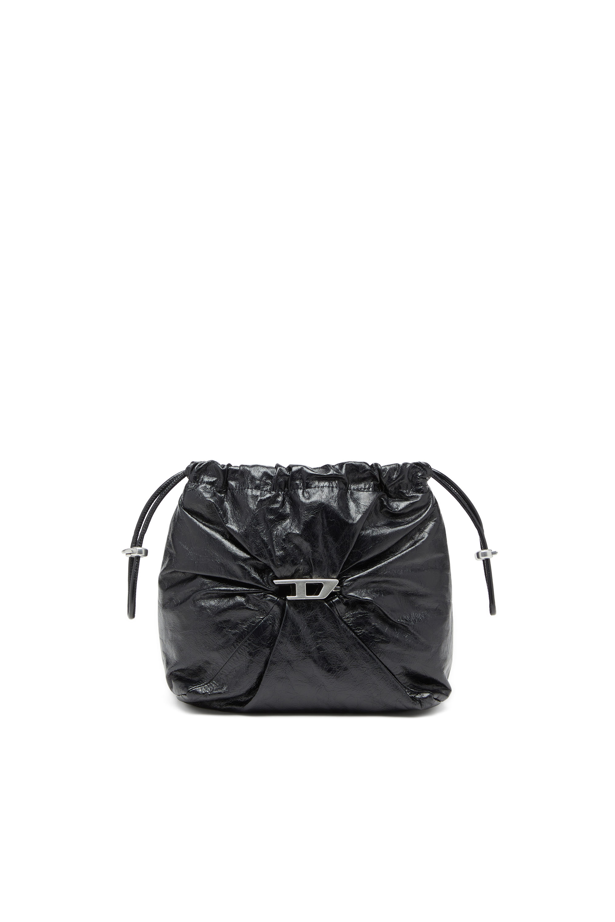 Diesel - SCRUNCH-D BUCKET, Damen Beuteltasche aus glänzendem zerknittertem Leder in Schwarz - 7