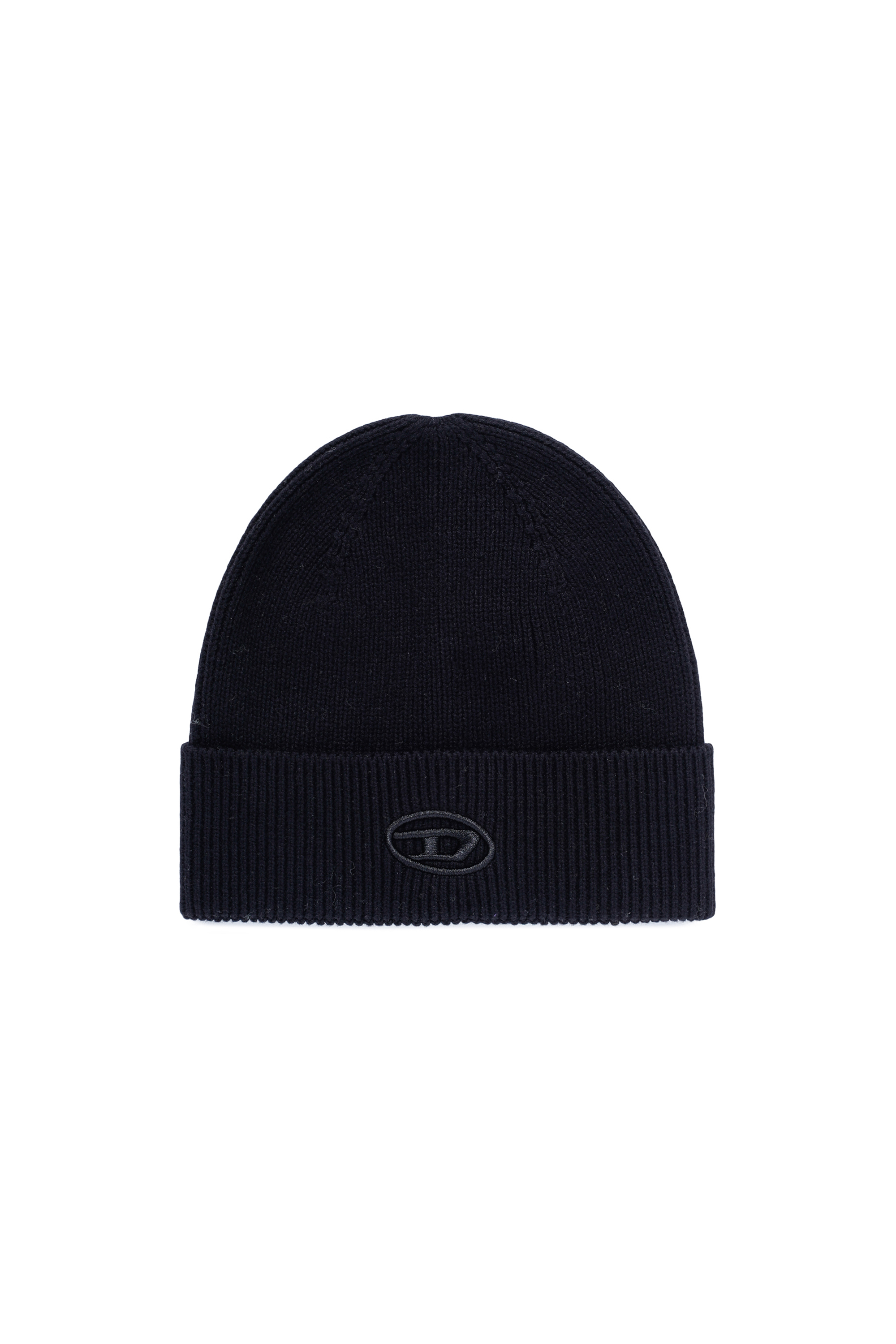Diesel - K-CODER-FULLY B, Unisex Gerippte Beanie-Mütze mit D-Stickerei in Schwarz - 1