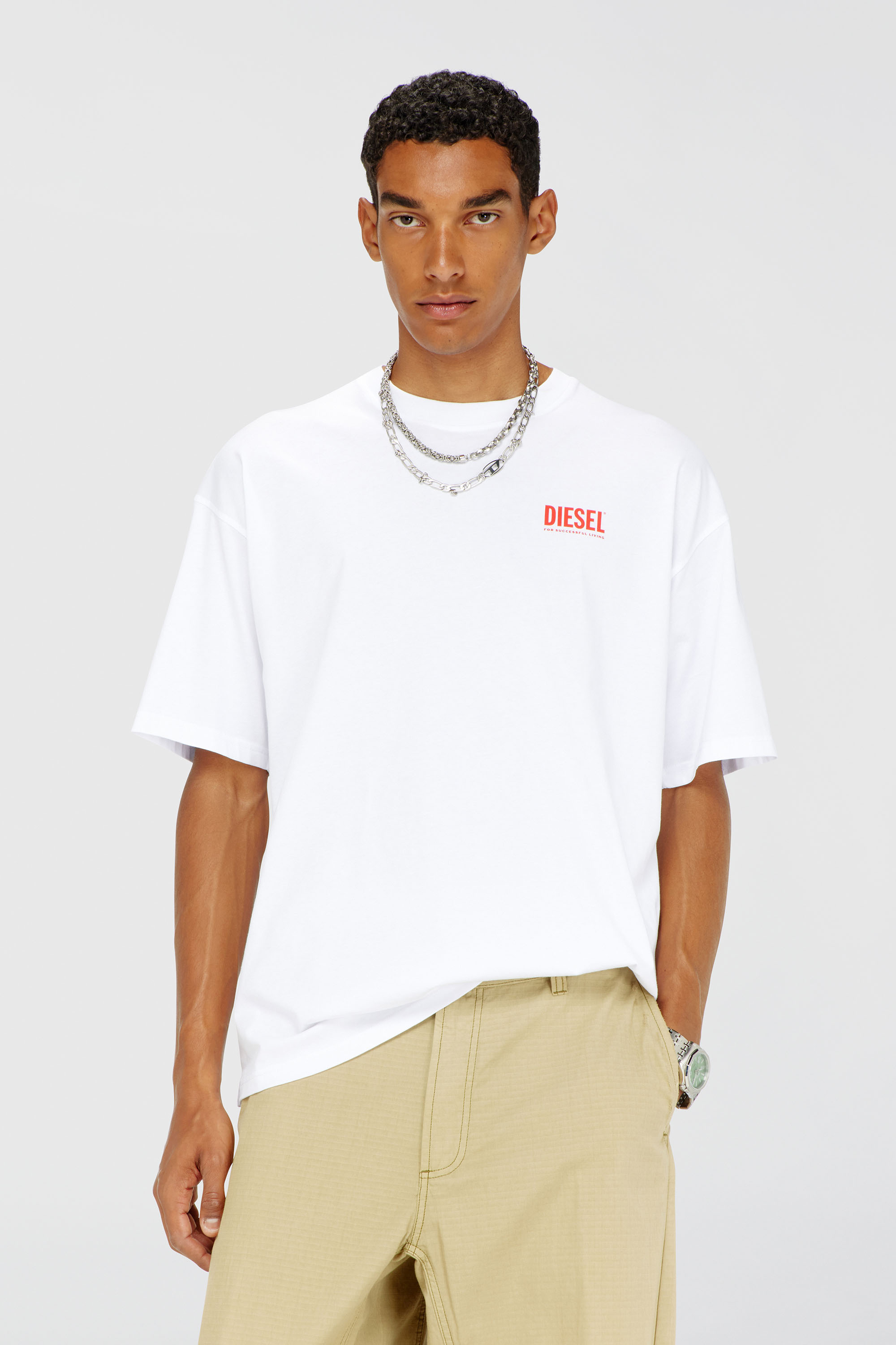 Diesel - T-BOXT-BISK, Herren Baumwoll-T-Shirt mit Diesel-Biscotto-Print in Wei&szlig; - 1