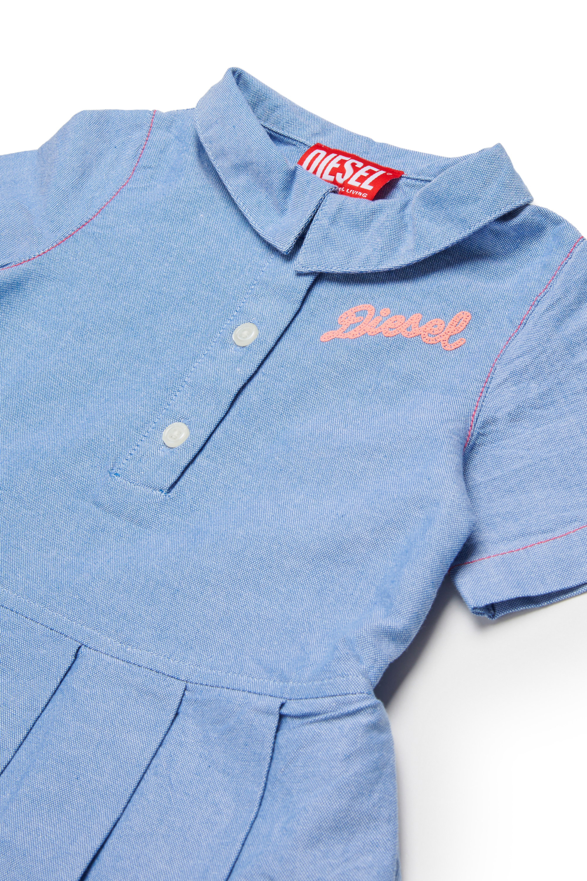 Diesel - DOPLYB, Damen Baumwollkleid mit plissiertem Rock in Blau - 3