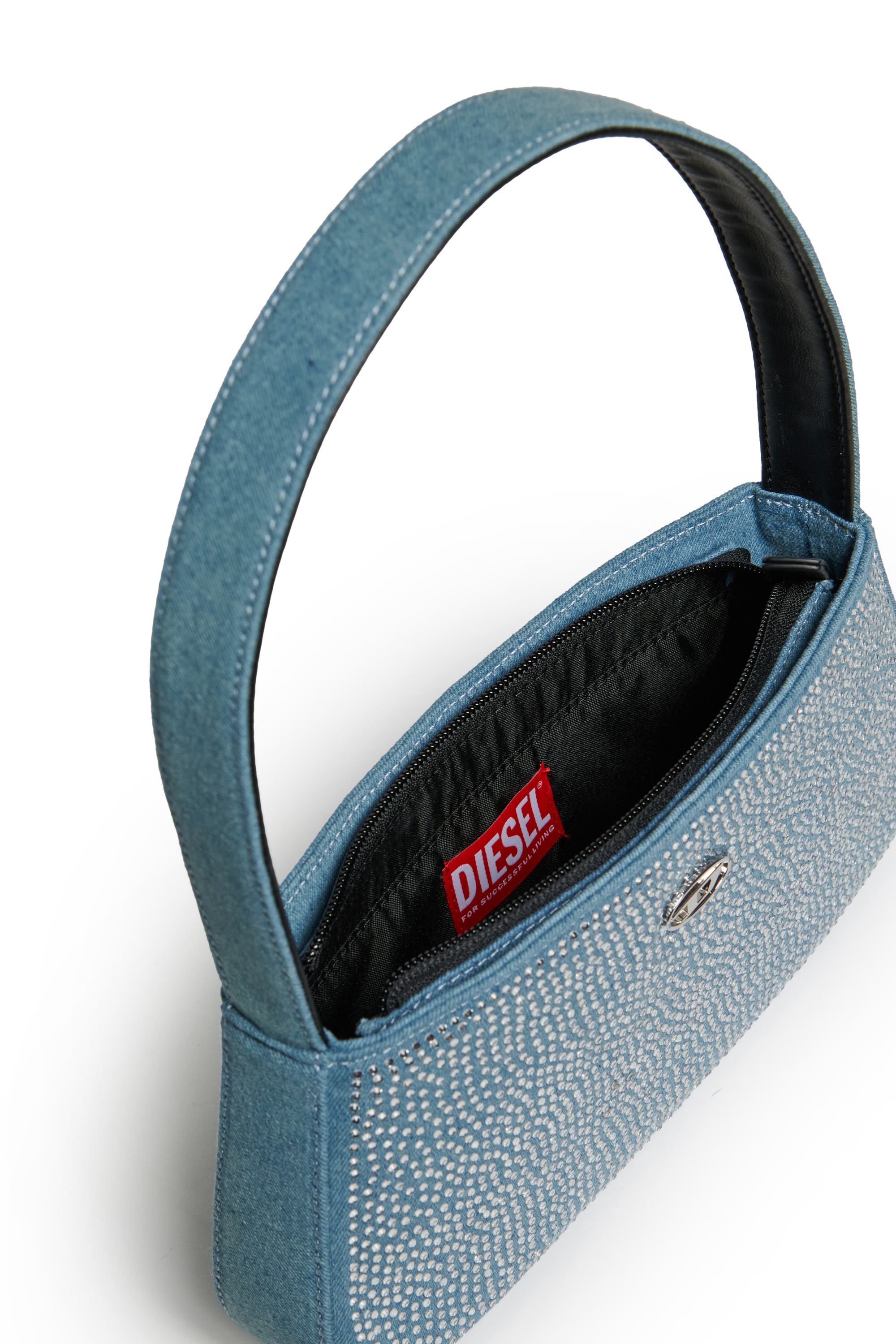 Diesel - WJULIE, Damen WJulie - Baumwolltasche mit Strasssteinen in Hellblau - 5