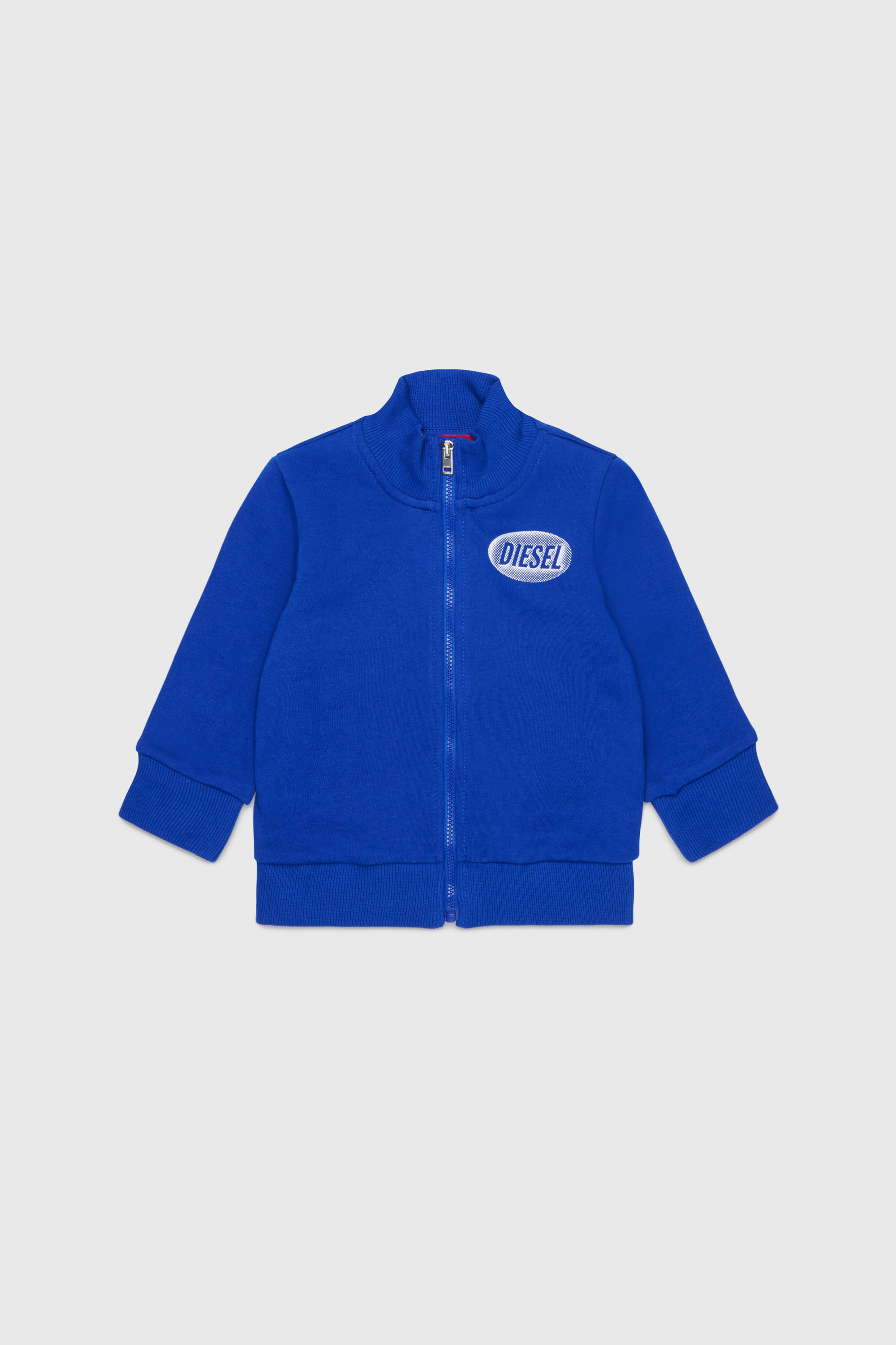 Diesel - SDSELZIPB, Unisex Sweatshirt mit Rei&szlig;verschluss und Logo-Print in Blau - 2