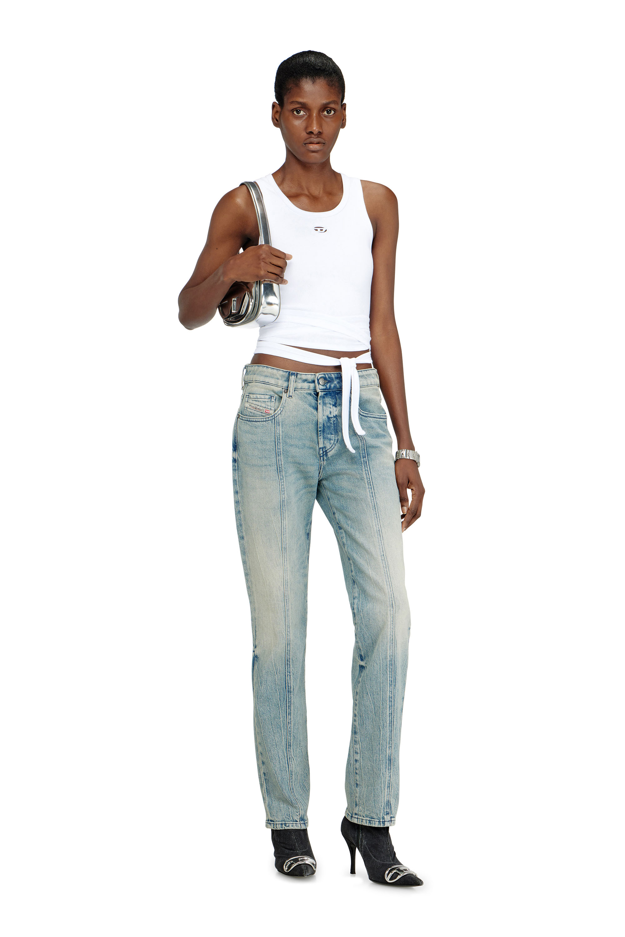 Diesel - 1DR, Damen 1DR-Ikonische Schultertasche aus Spiegel-Leder in Silber - 6