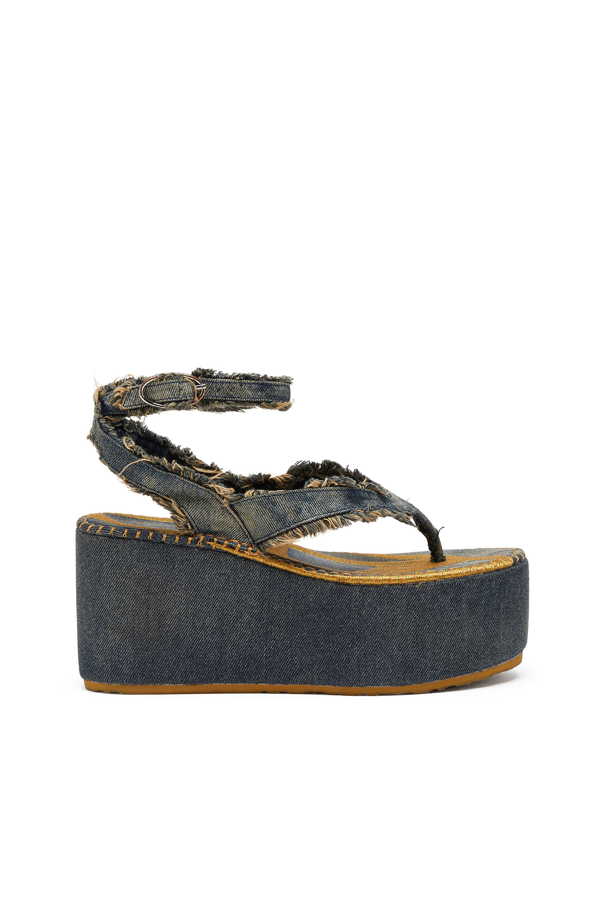 Diesel - SA-NIKOLA SANDAL, Damen Sa-Nikola &ndash; Sandale aus Denim mit ausgefransten Details in Blau/Grau - 1