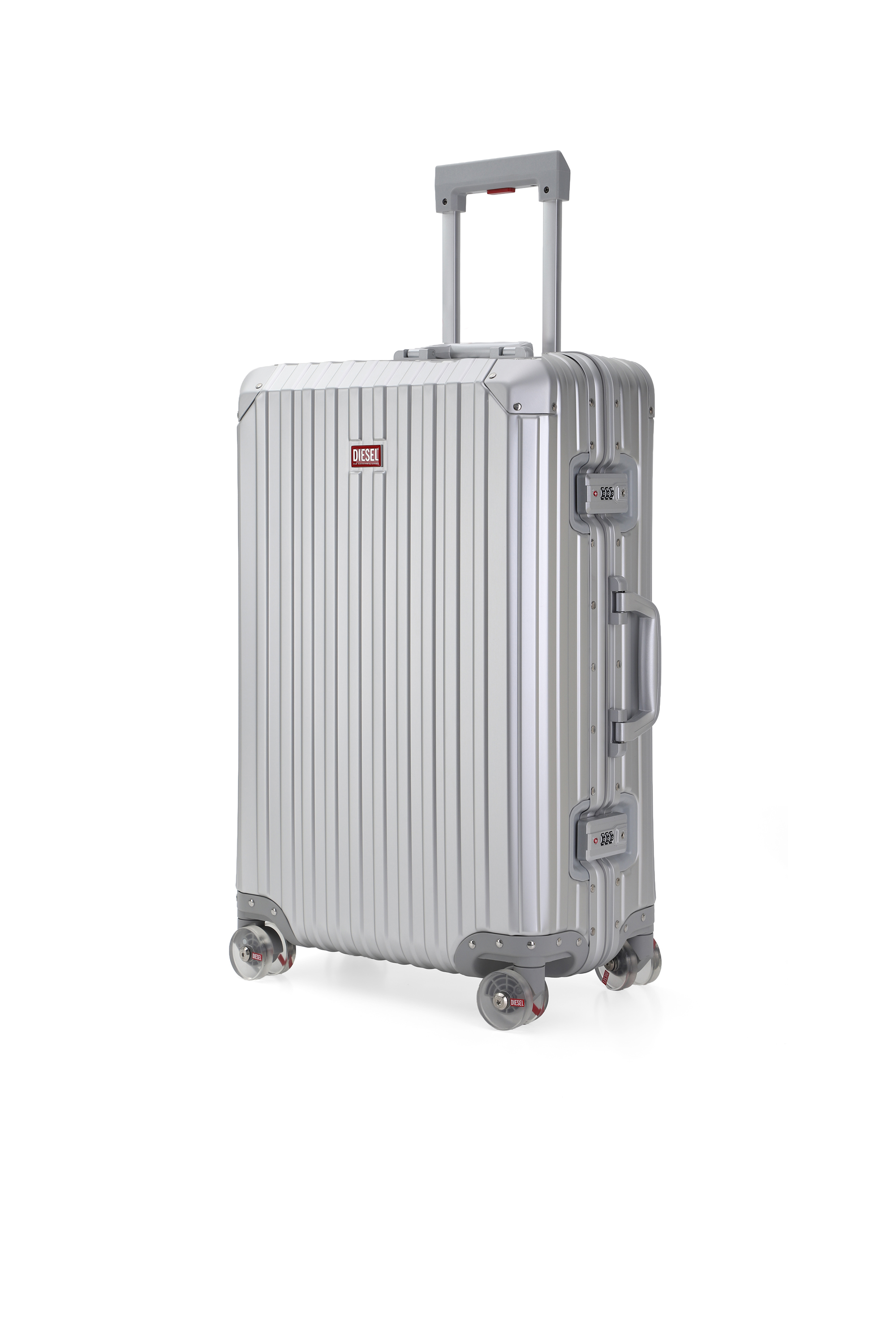 Diesel - DIESEL ALUMINUM TROLLEY- DSL002, Unisex Koffer aus Aluminium Gr&ouml;&szlig;e M in Silber - 5