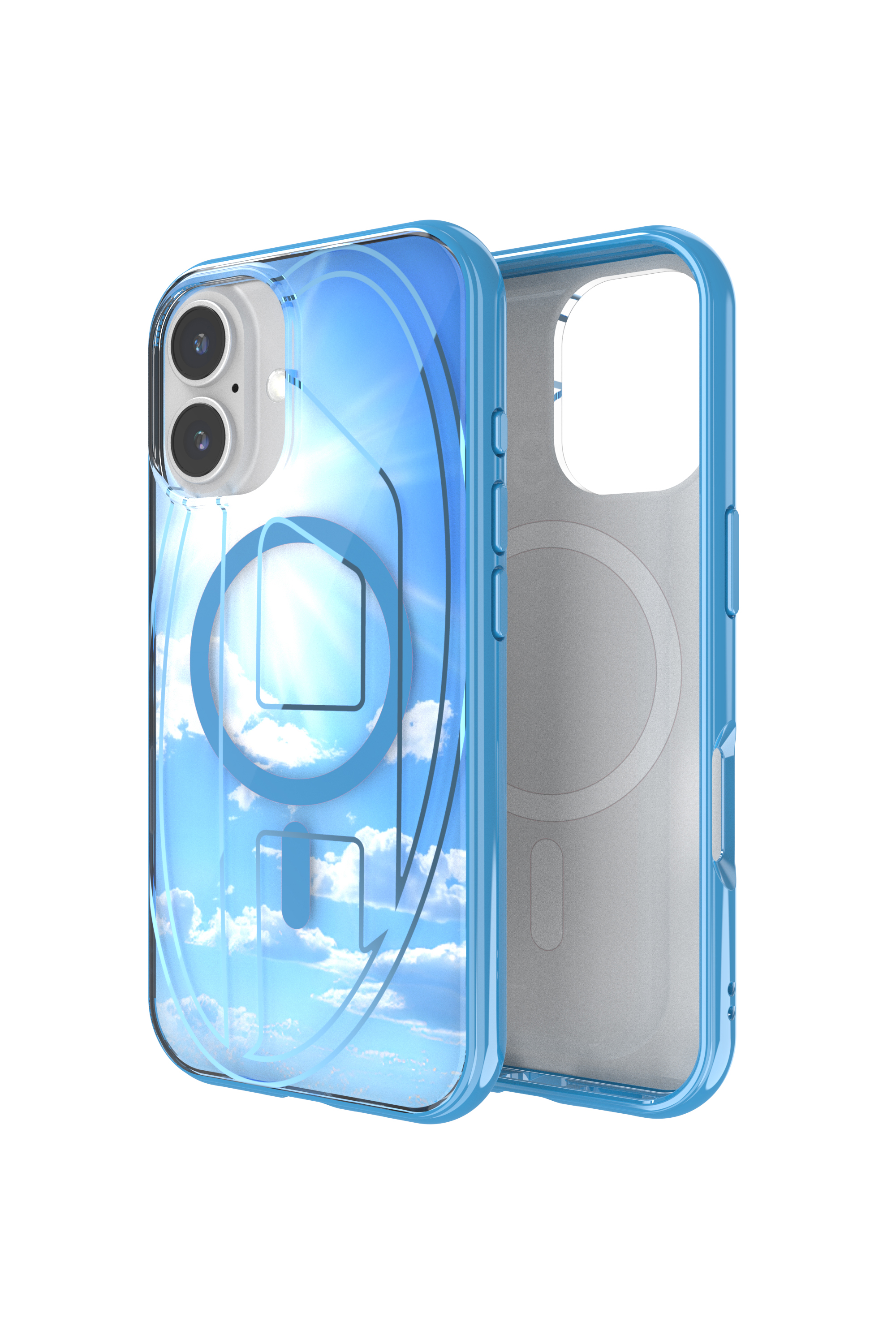 Diesel - 60252 AOP CASE, Unisex Oval D Hülle mit MagSafe iPhone 16 in Azurblau - 1