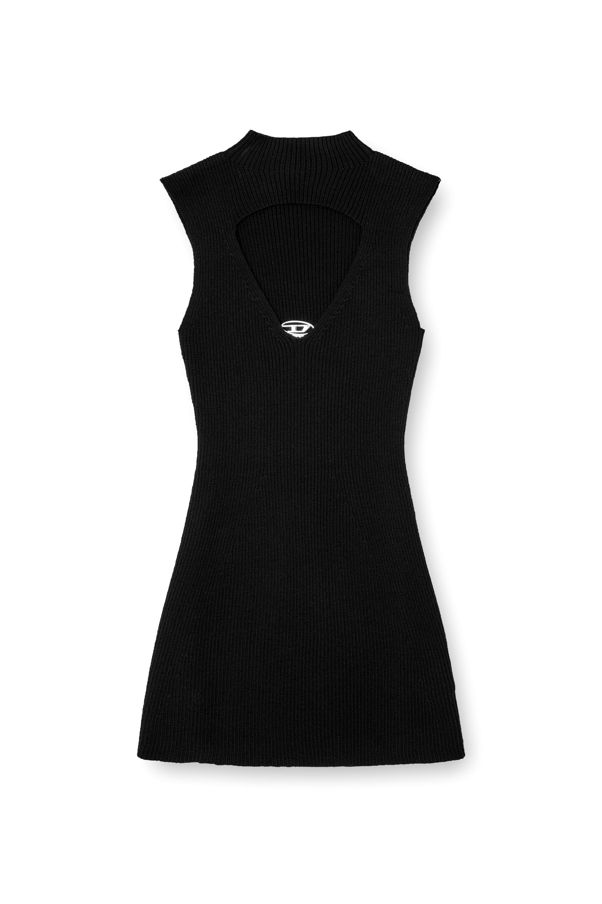 Diesel - M-OLONI-SHORT, Damen Mini-Kleid aus Wolle mit Intarsienmuster in Schwarz - 2