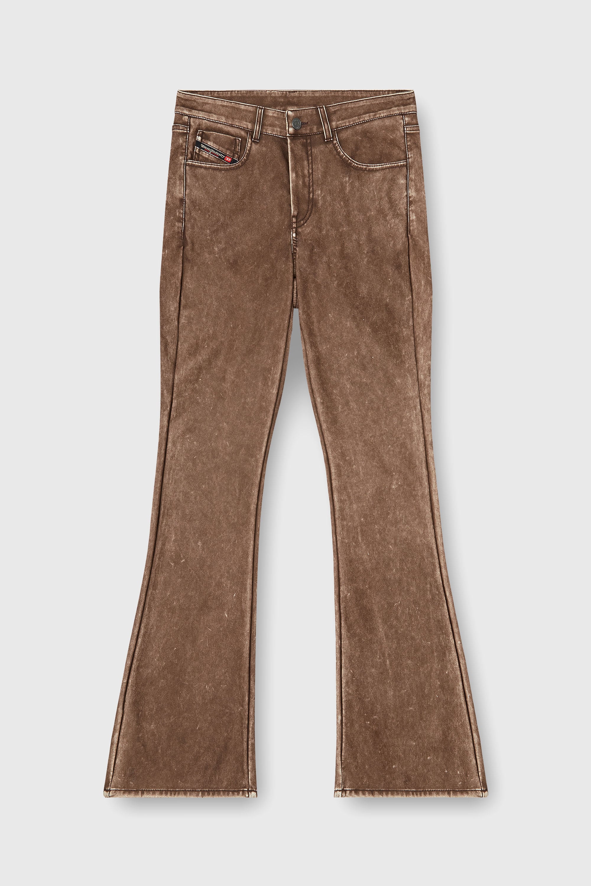 Diesel - P-STELLAR-S1, Damen Bootcut-Hose aus beschichtetem Material in Braun - 2