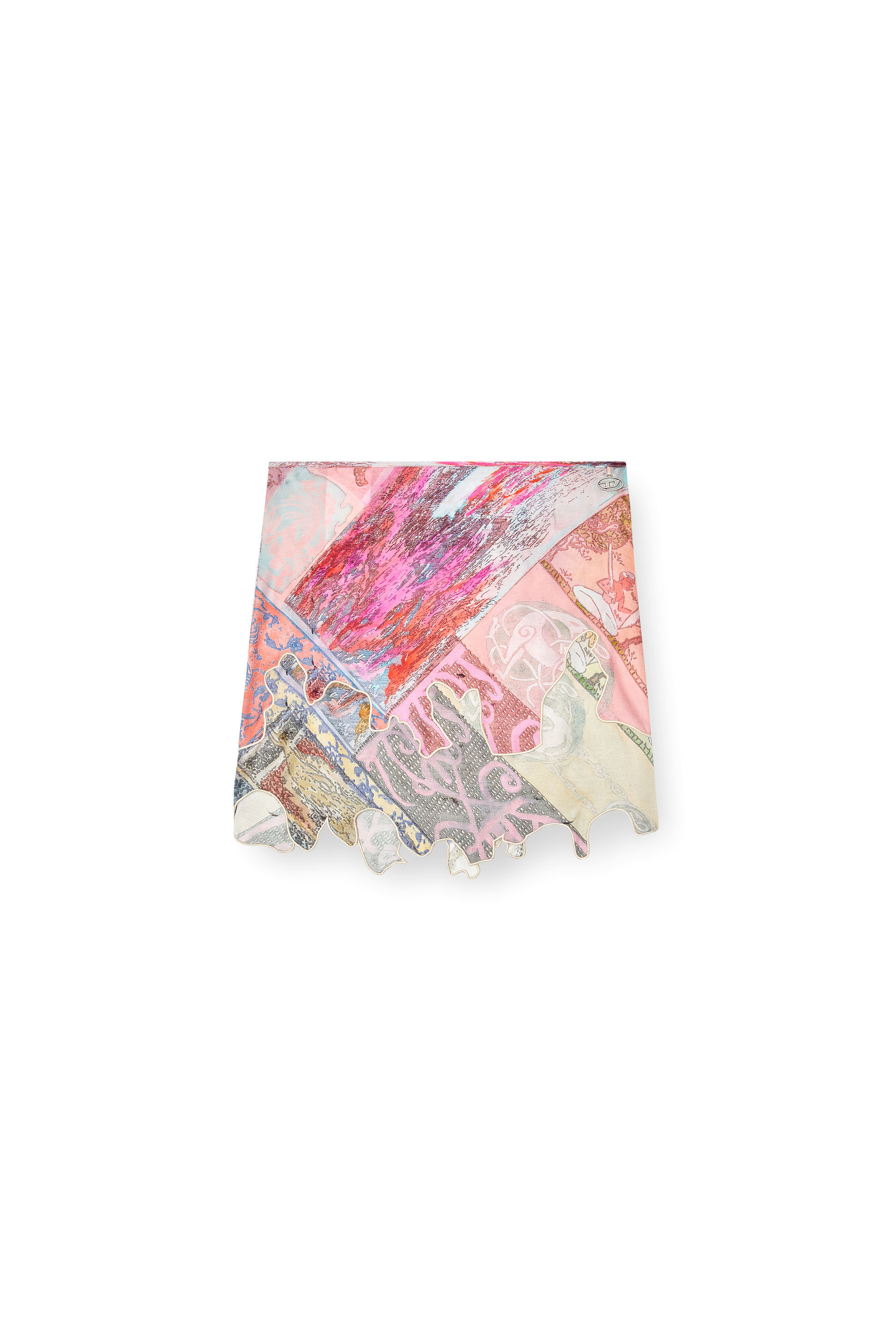 Diesel - O-DARE, Damen Minirock aus Viskose mit heraldischem Print in Rosa - 3