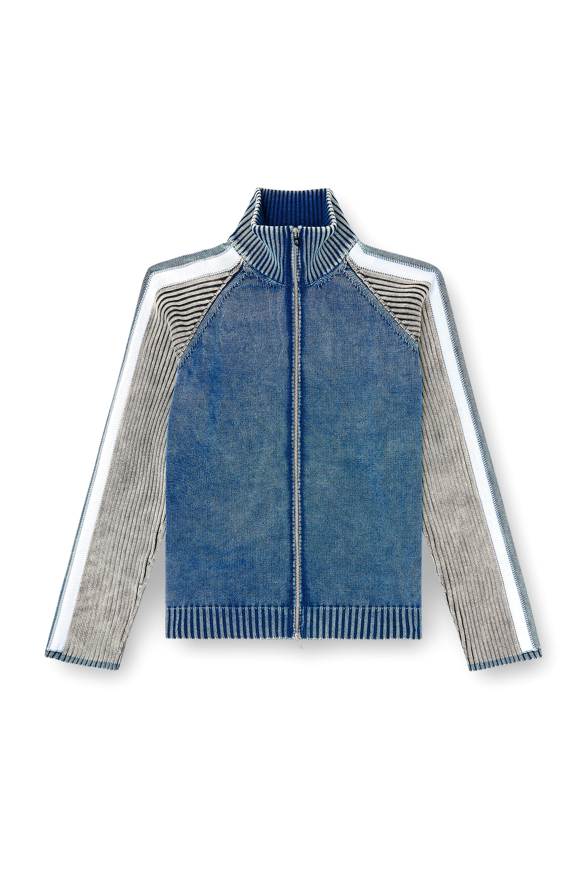 Diesel - K-HERONIMO, Herren Rei&szlig;verschluss-Cardigan mit sportlichen Streifen in Blau/Grau - 2