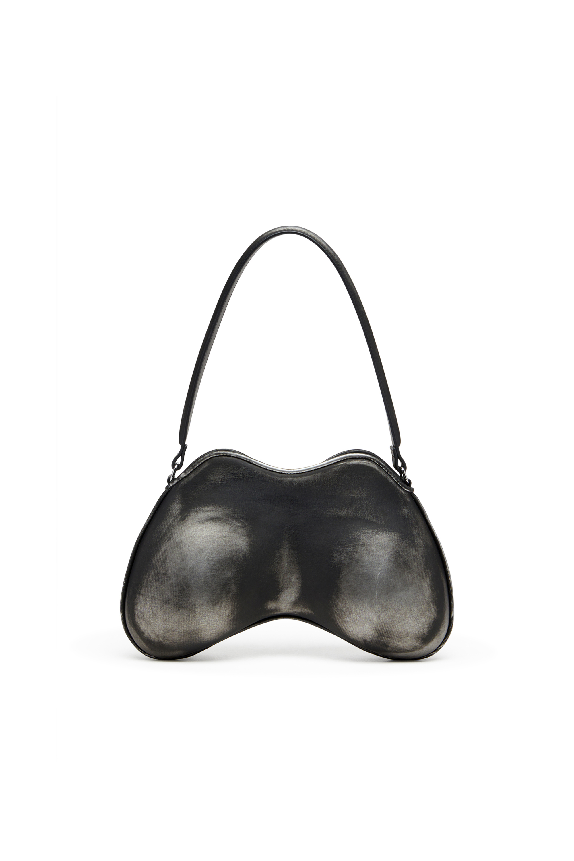 Diesel - DOUBLE-D SHOULDER, Damen Double-D-Feste Schultertasche aus gebürstetem PU in Schwarz/Silber - 2