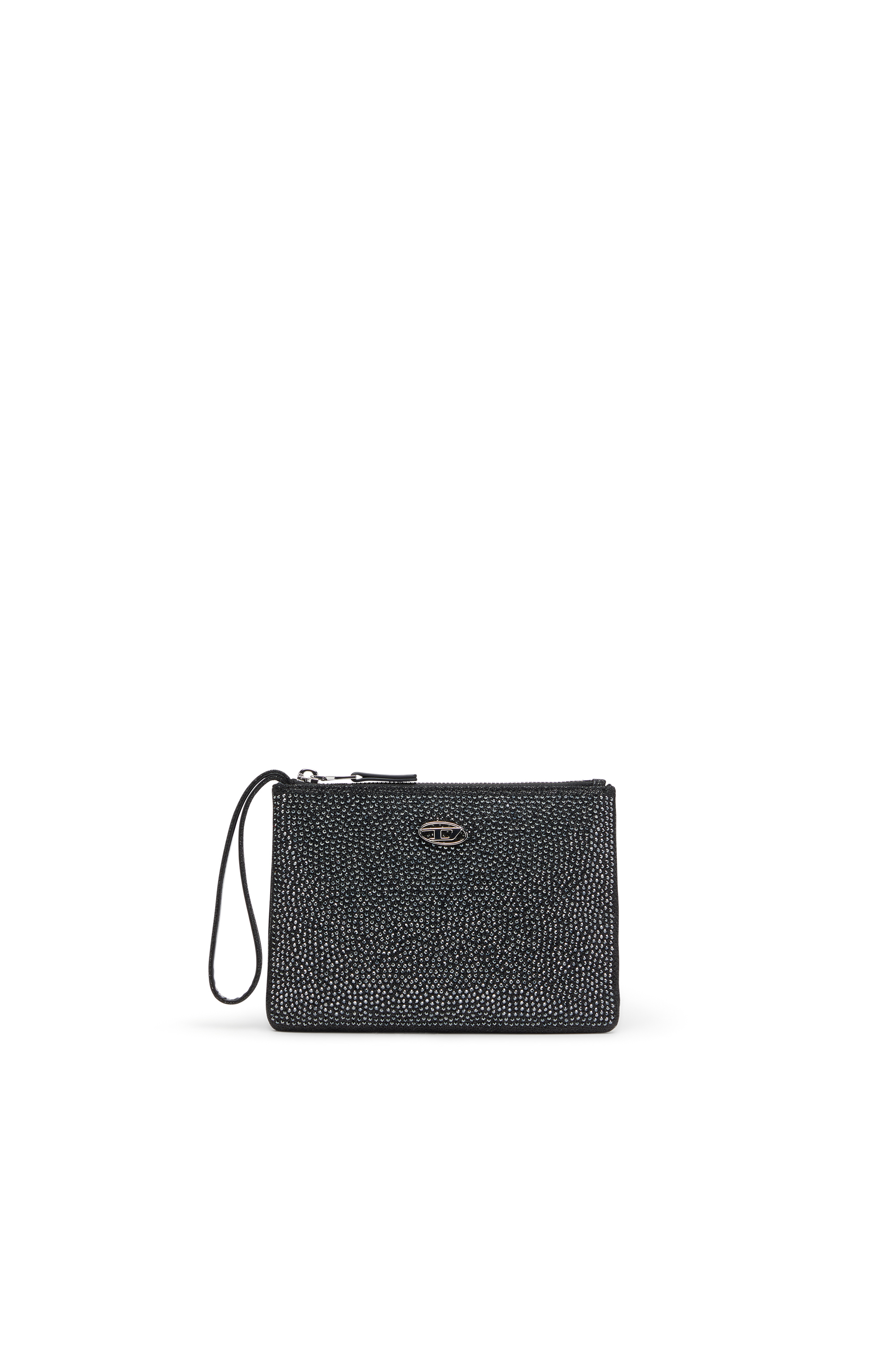 Diesel - PLAY POUCH II, Damen Beutel aus Kristall-Lurexstoff in Schwarz/Grau - 1