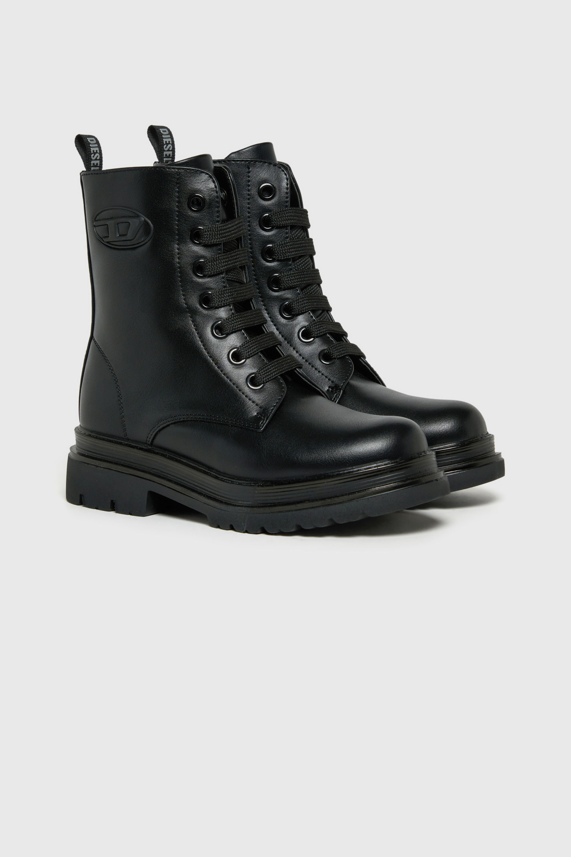 Diesel - D-ANFISTR-PU, Unisex D-Anfistr- Combat Boots mit gepr&auml;gtem Oval D Logo in Schwarz - 2