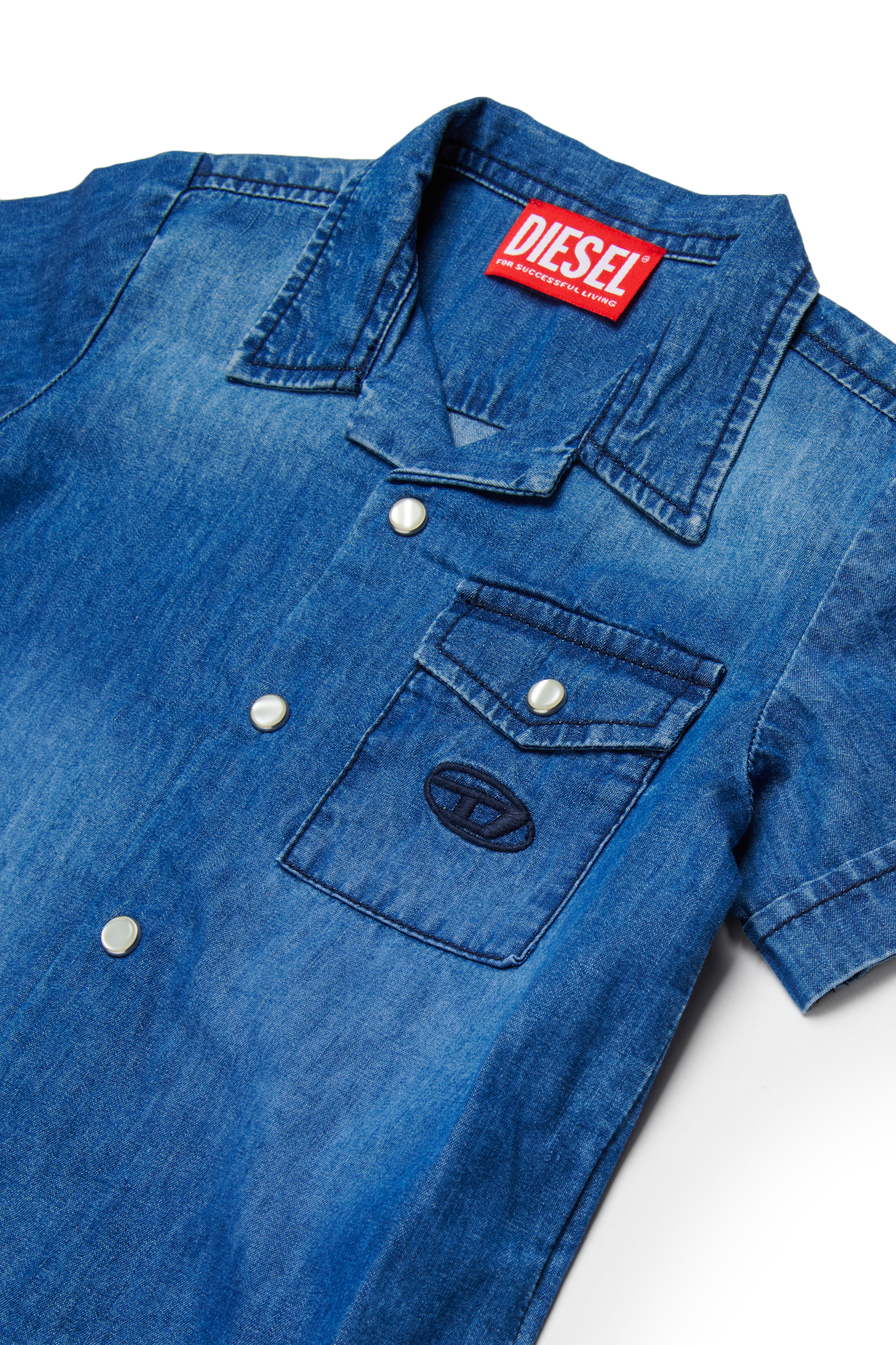 Diesel - CIRIB, Herren Bowlinghemd aus gewaschenem Denim in Mittelblau - 3