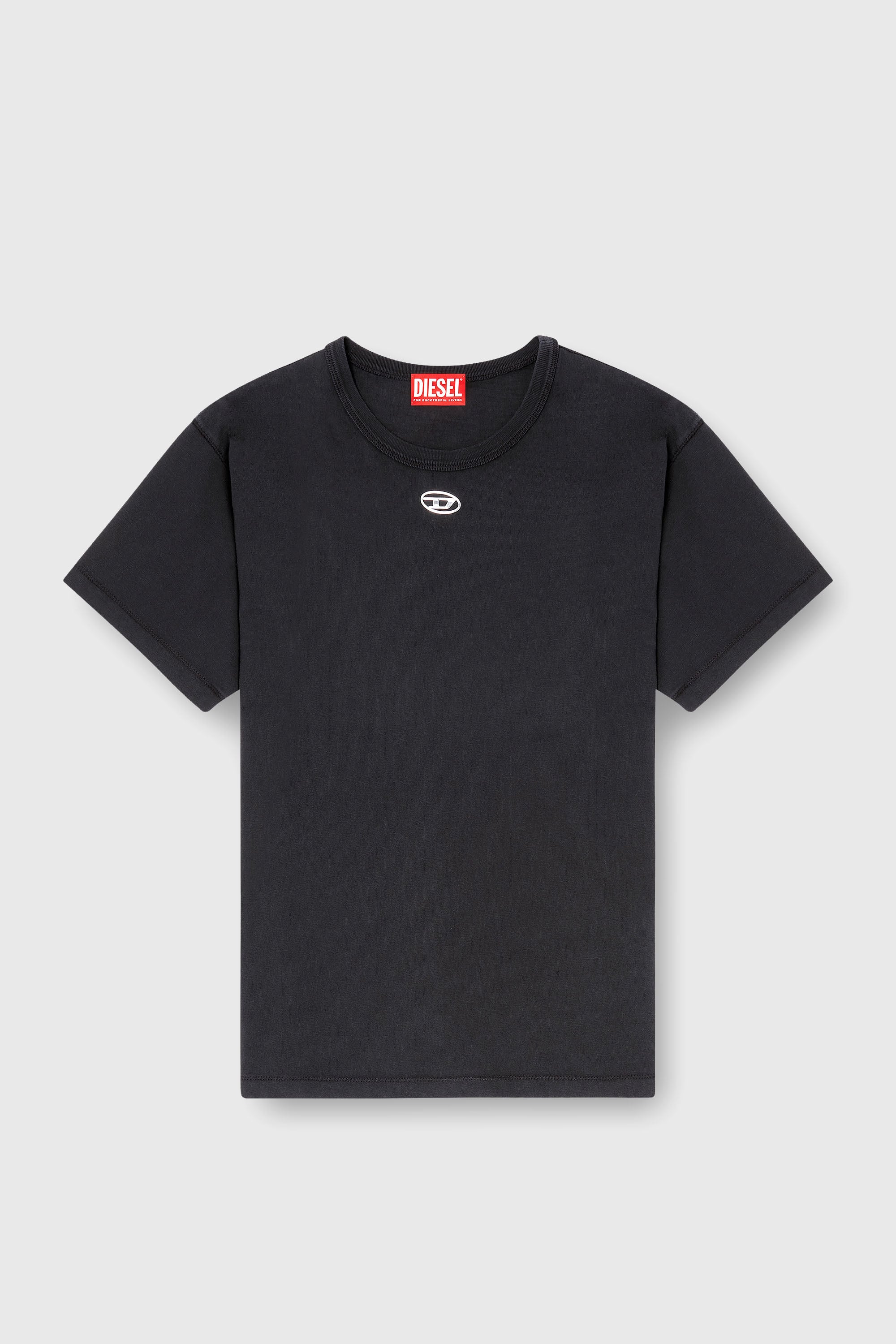 Diesel - T-NORMY-OD-S1, Damen Baumwoll-T-Shirt mit metallischem Oval D in Schwarz - 2