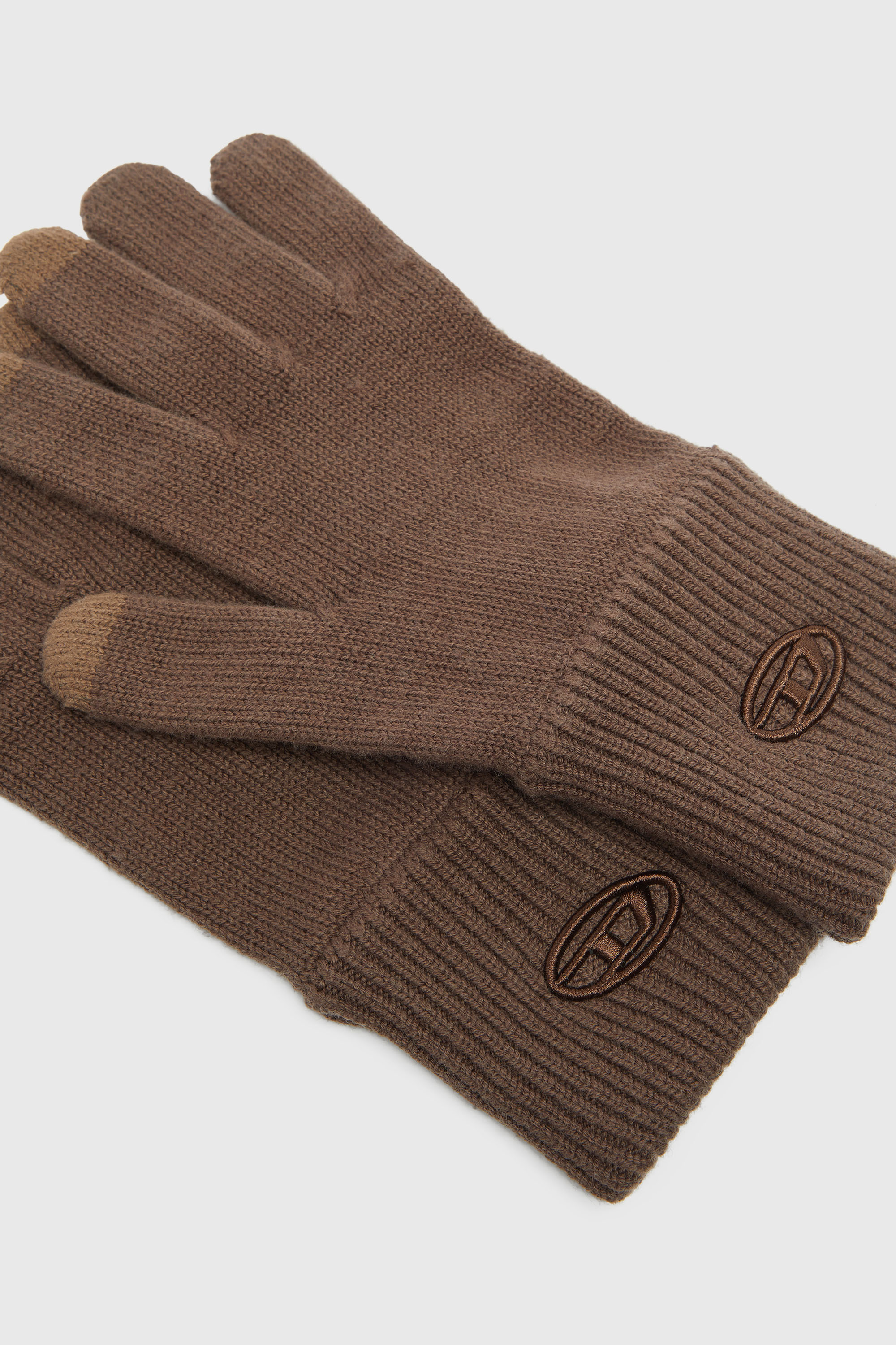 Diesel - K-CODY-A, Unisex Wollmischung Handschuhe mit eingesticktem Logo in Braun - 2