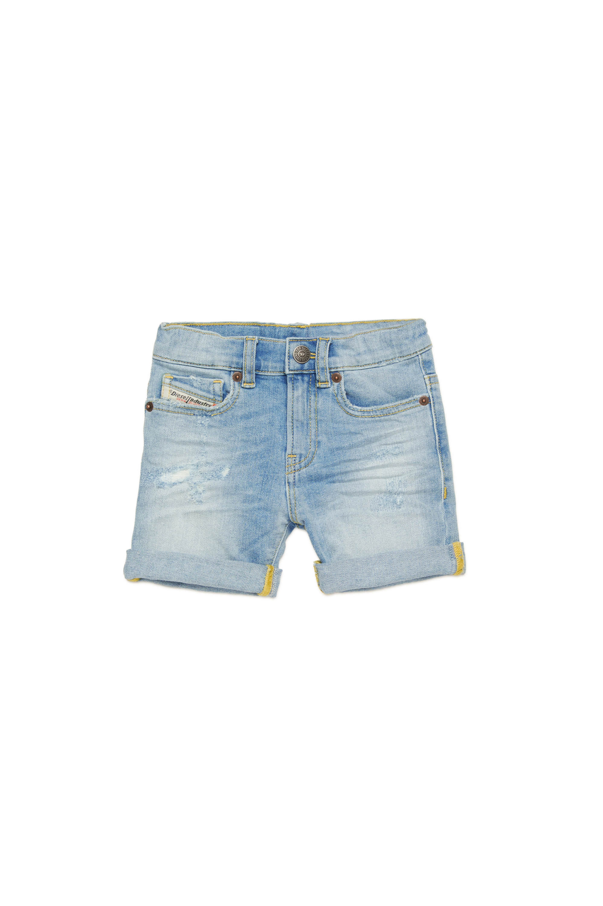 Diesel - PGALLYB, Unisex Shorts aus vielgetragenem Denim in Hellblau - 1