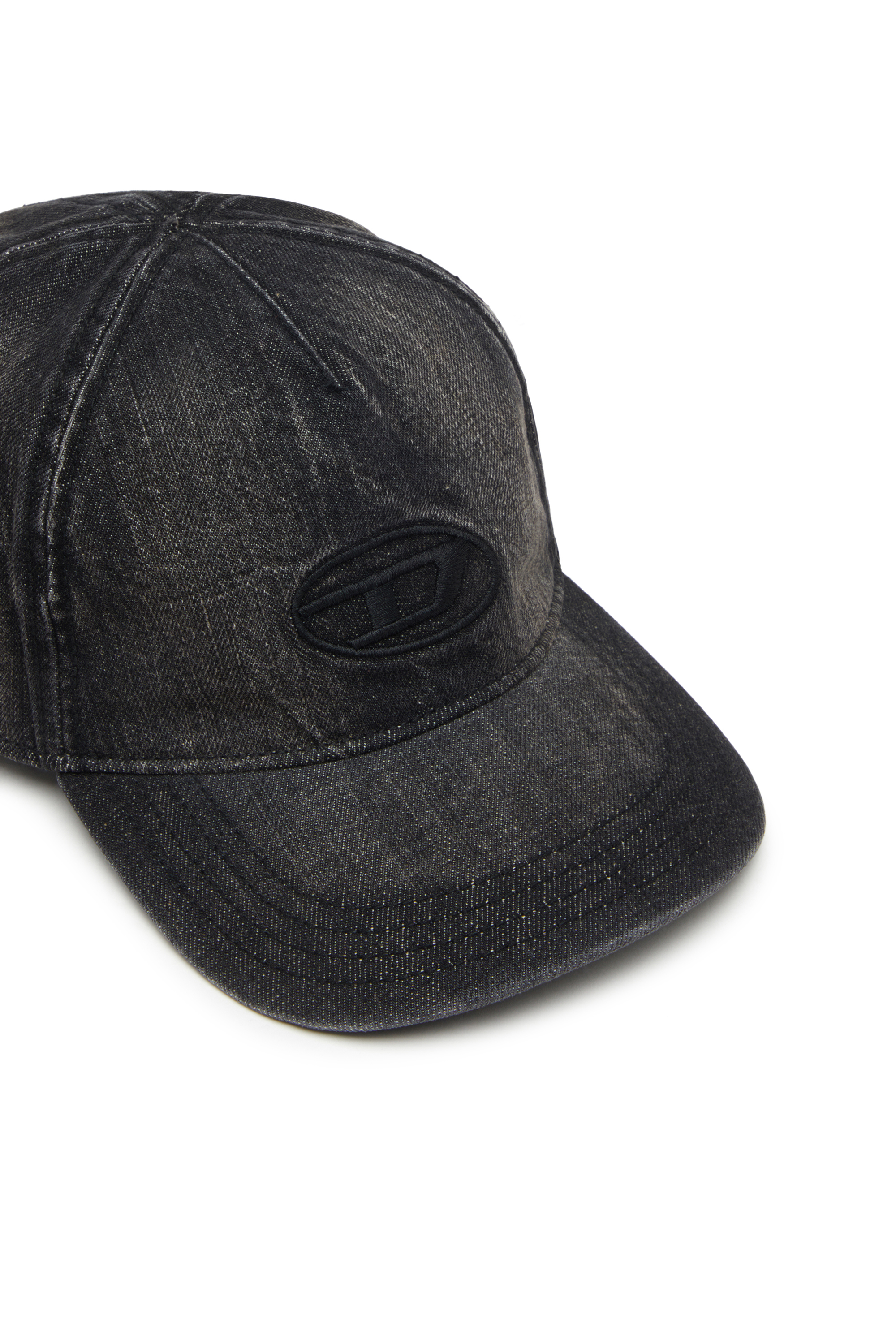 Diesel - C-ENIC, Herren Denim-Cap mit ausgefransten Details und gesticktem Logo in Jeansschwarz - 3