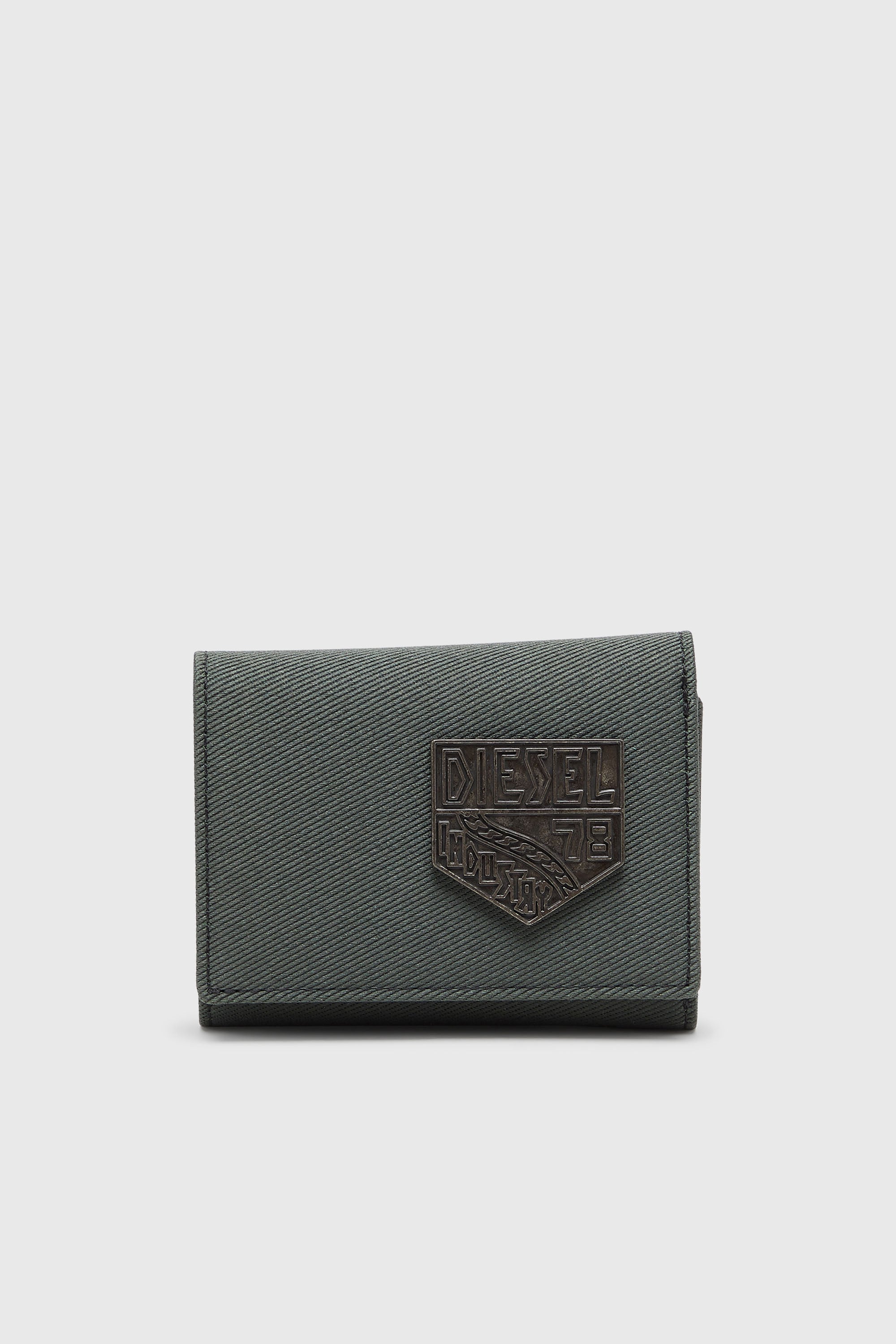 Diesel - D-PACK TRI FOLD COIN 3D, Herren M&uuml;nztasche mit gepr&auml;gtem patch in Gr&uuml;n - 1