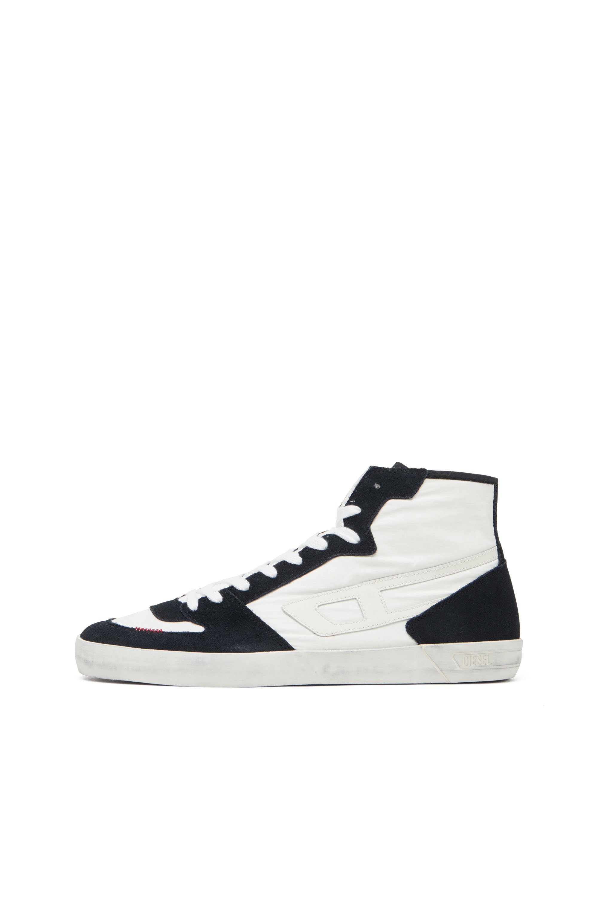 Diesel - S-LEROJI D-1 MID, Herren High-Top-Sneakers aus gepolstertem Ripstop und Veloursleder in Schwarz/Weiss - 7