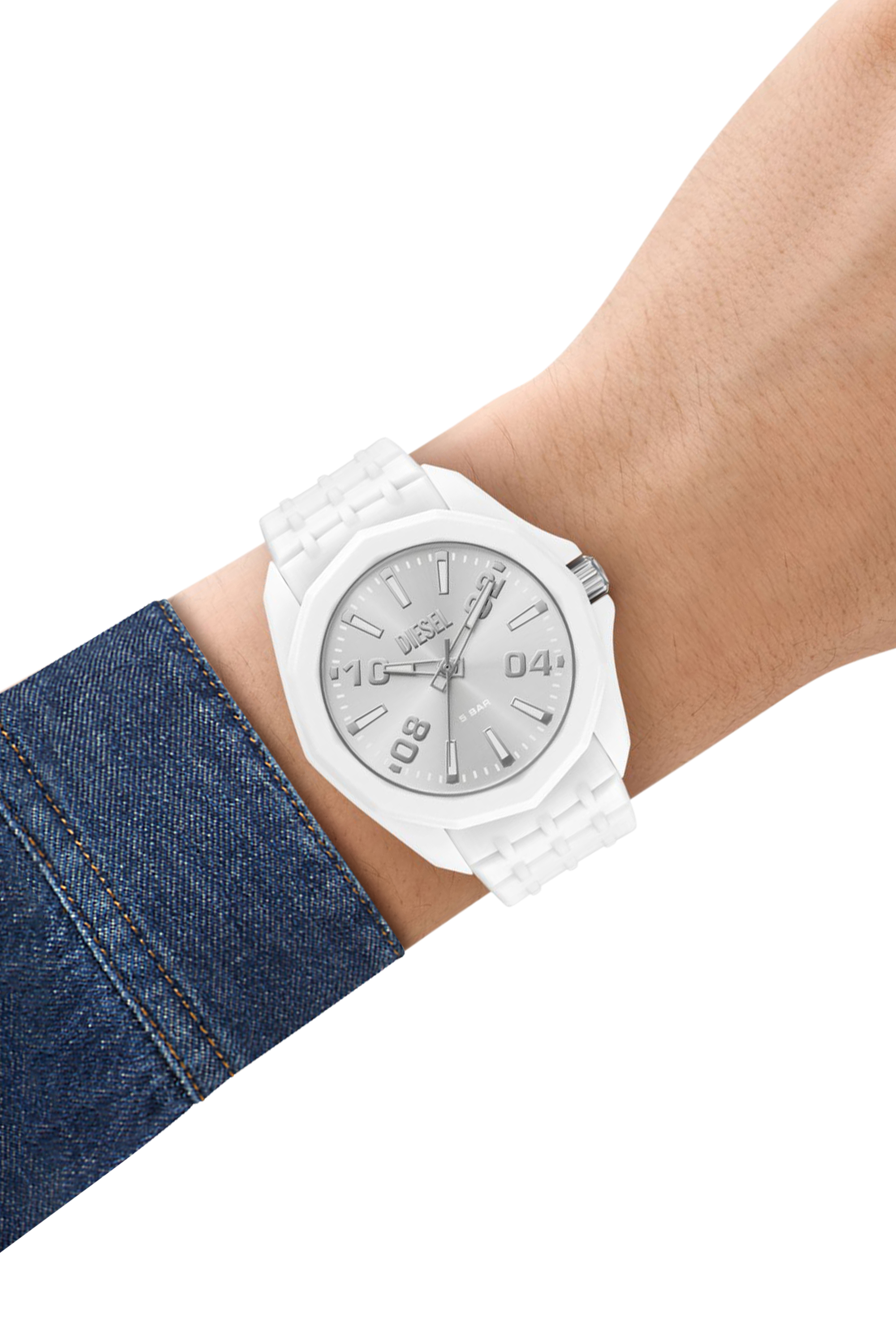 Diesel - DZ2244 WATCH, Herren Stinger Uhr aus wei&szlig;em Silikon in Wei&szlig; - 5