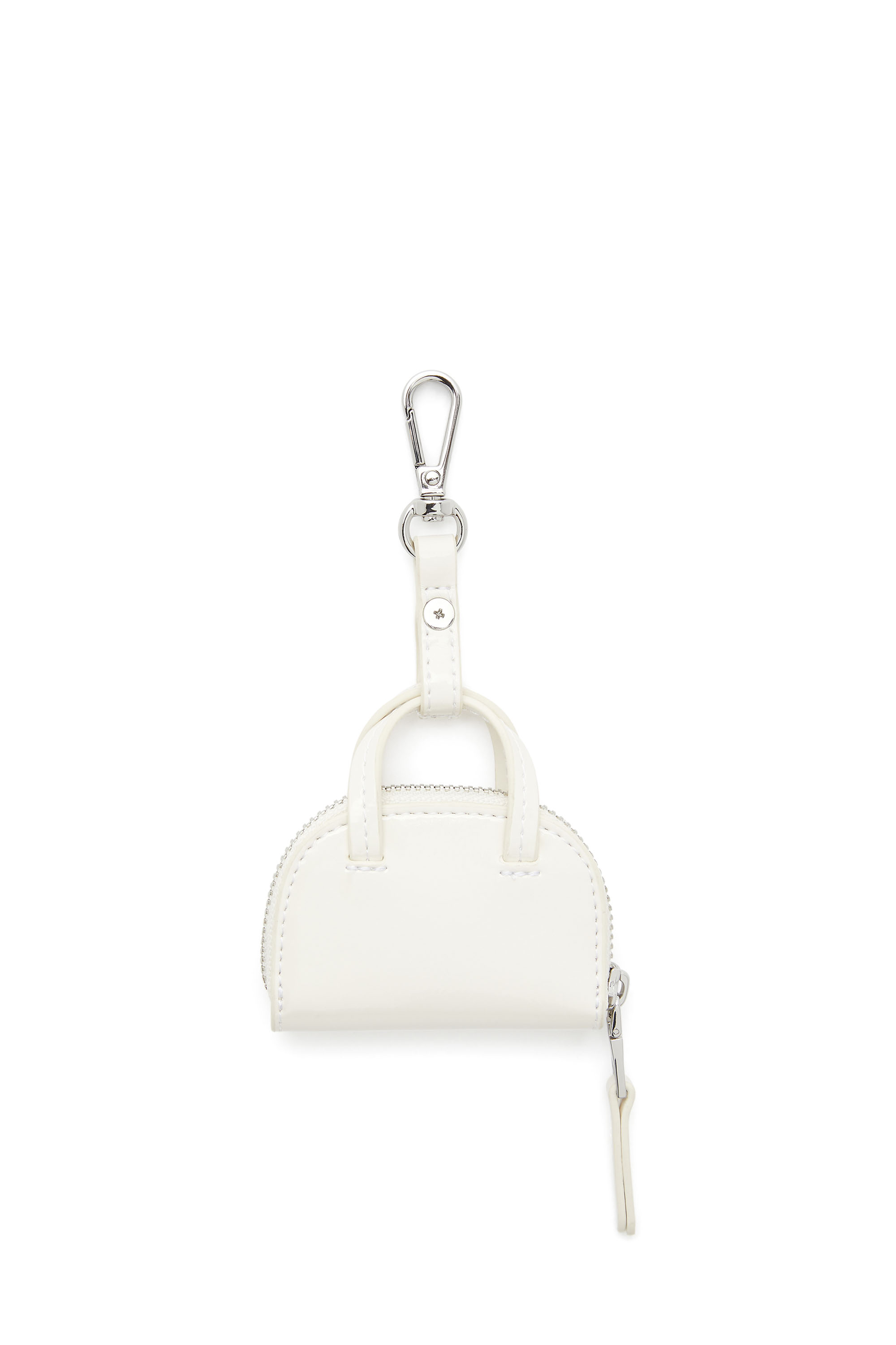 Diesel - 1DR DOME CHARMS, Damen Taschenanhänger aus glänzendem, geknittertem Naplak in Weiß - 3