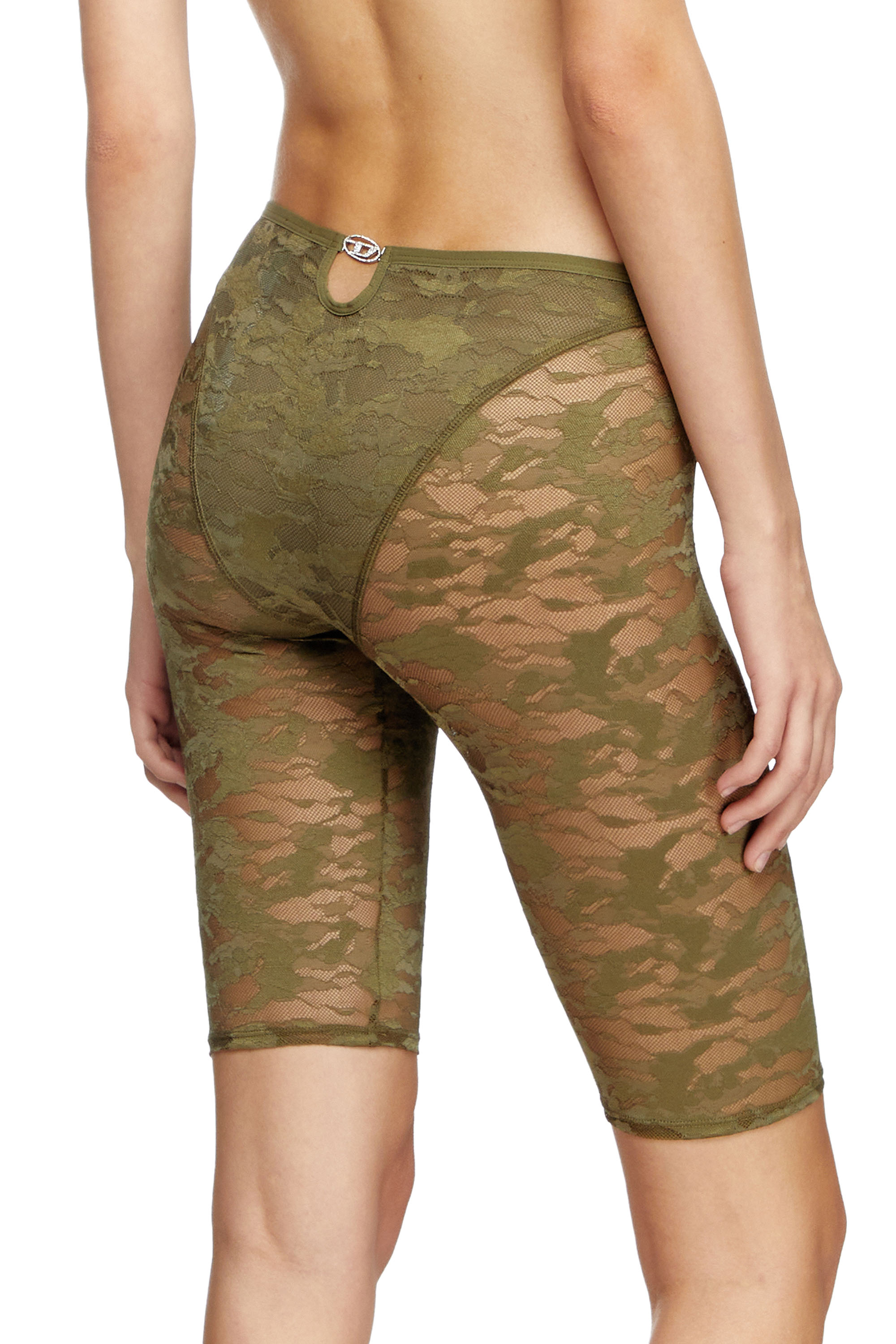 Diesel - UFLB-D-OVAL-LACE-SHORT, Damen Camouflage-Spitzen-Shorts mit Oval D-Plakette in Armeegrün - 3