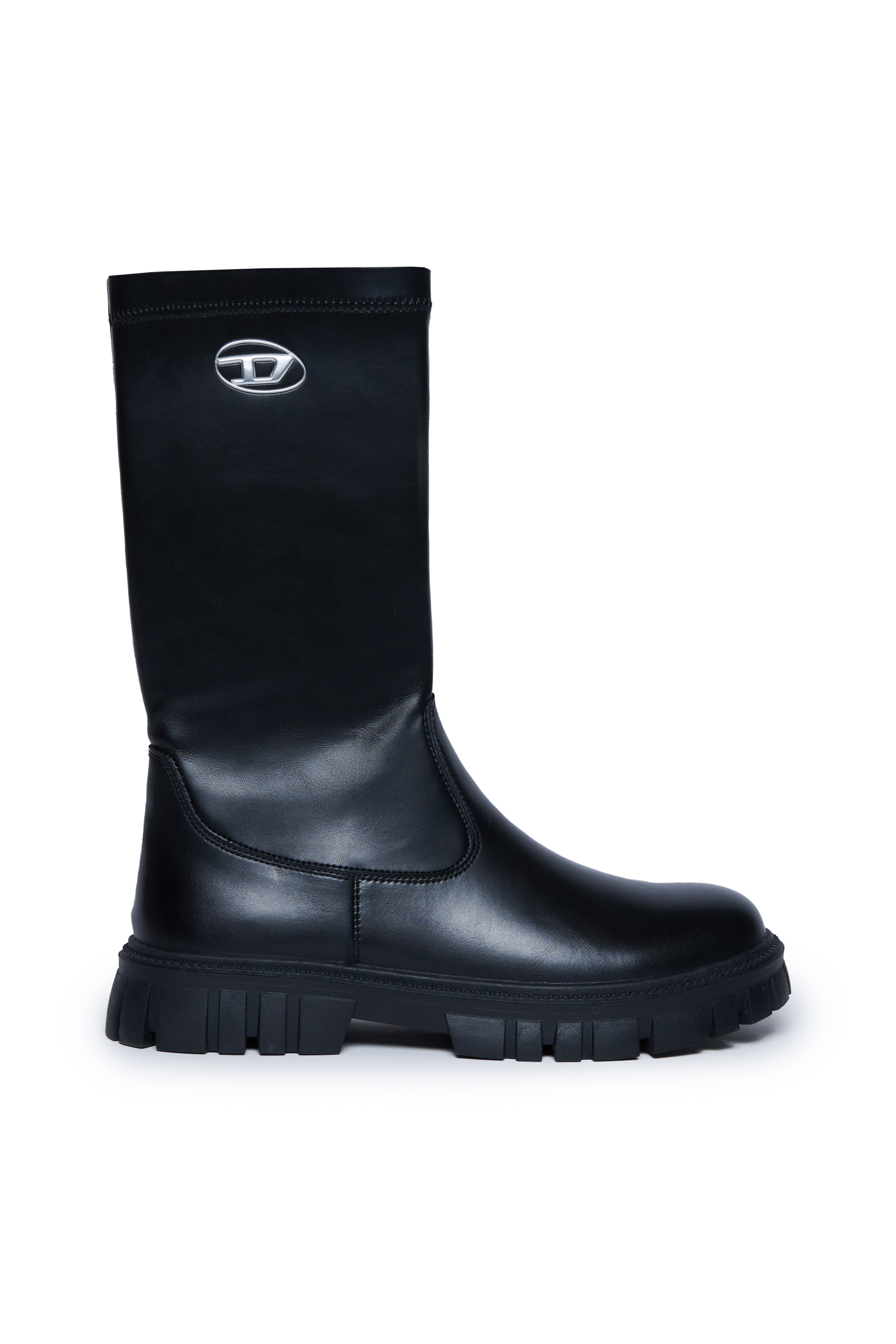 Diesel - D-HAMMER KNT, Unisex Kniehohe Boots aus Leder in Schwarz - 1