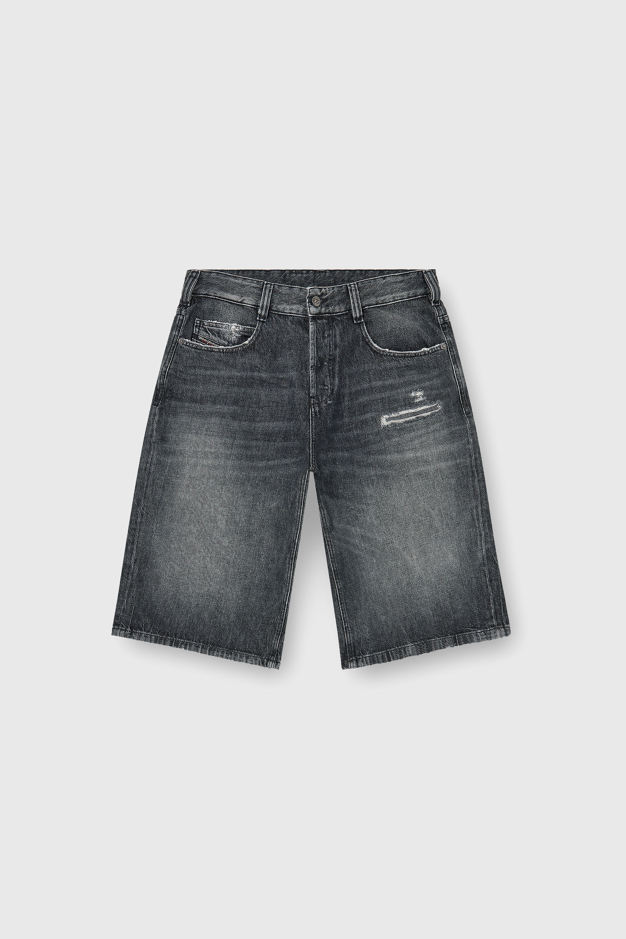 Diesel - D-ENIM-M-SHORT, Unisex Denim relaxed shorts mit Abrasionen in Dunkelgrau - 2