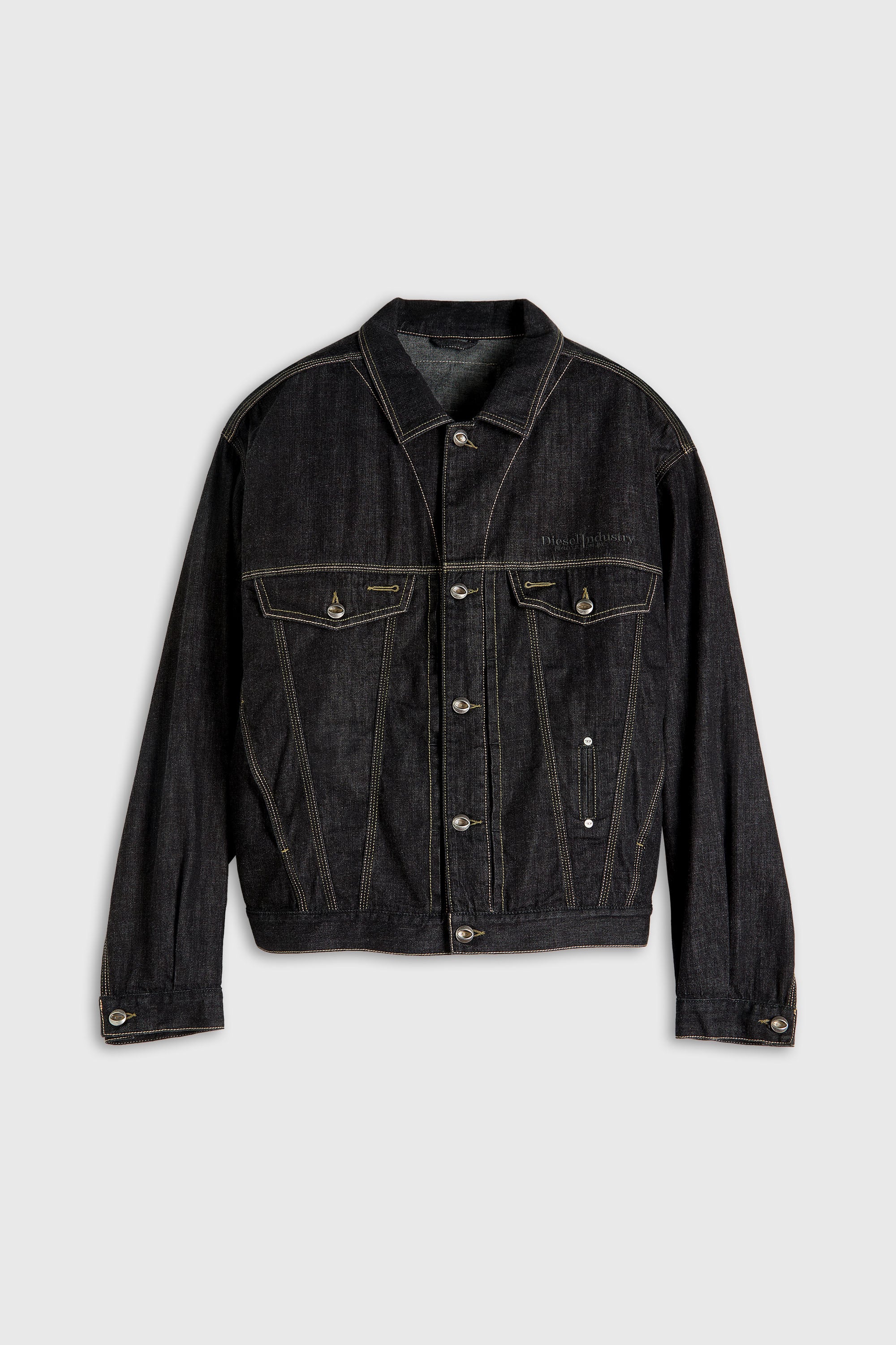 Diesel - D-DENVER, Unisex Trucker-Jacke aus Rinse-Denim in Schwarz/Dunkelgrau - 2