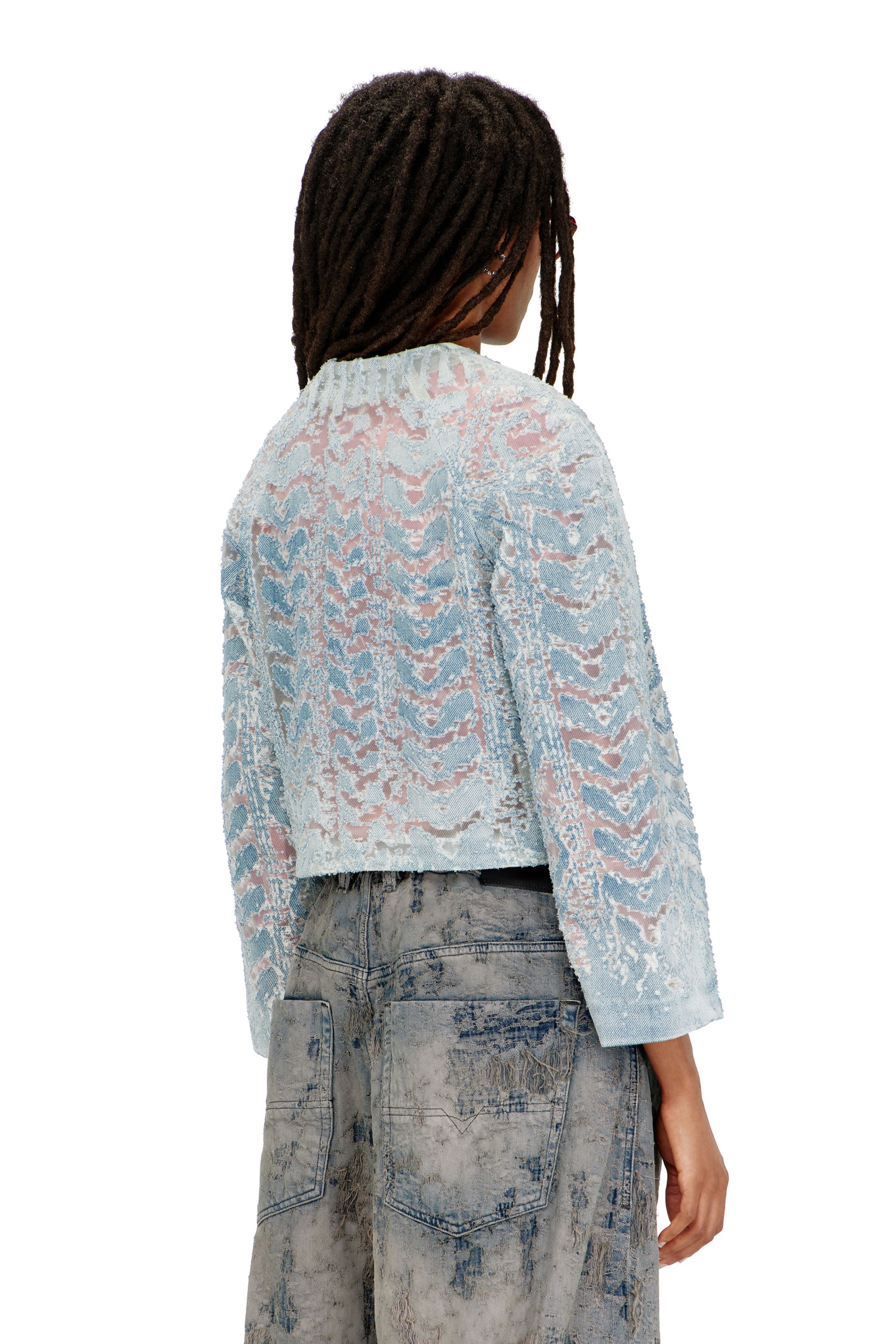 Diesel - DE-SOLIXIA-S, Damen Jacke aus microstone devor&eacute; denim in null - 4