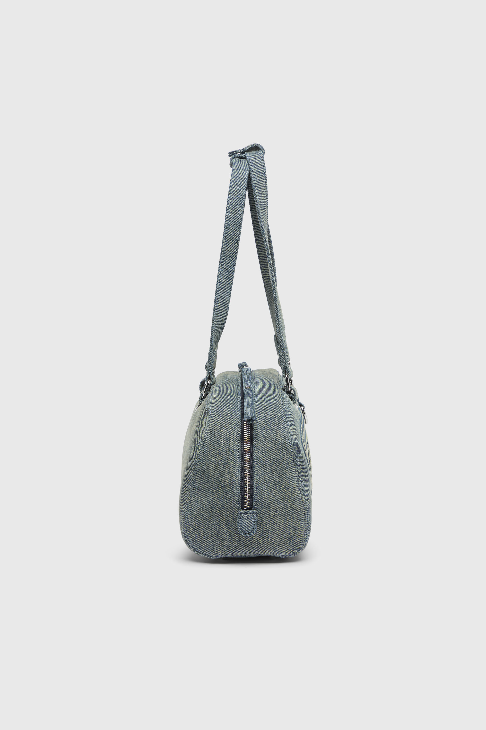 Diesel - 1DR DOME SOFT SHOULDER, Unisex 1DR Dome-Schultertasche aus Denim mit Oval D Logo in Hellblau - 5