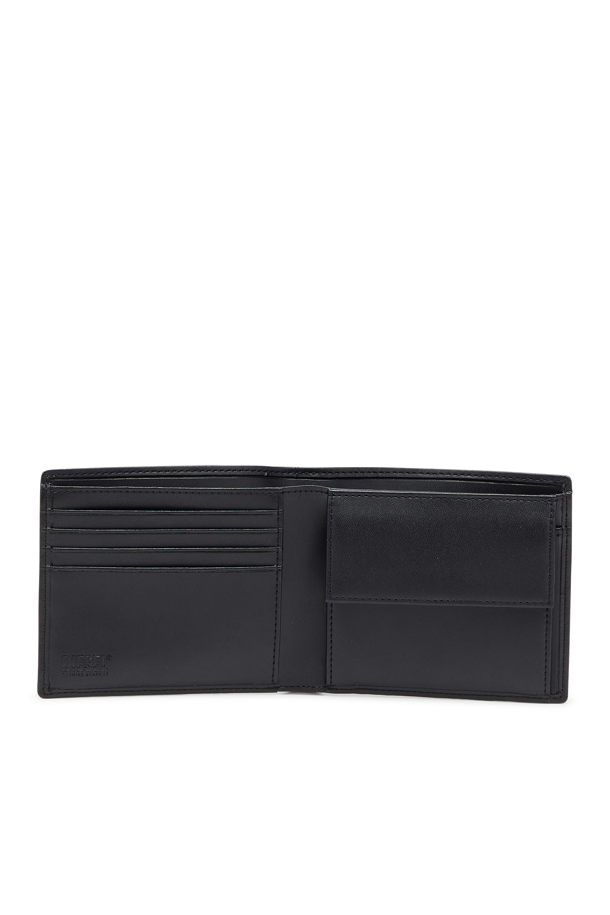 Diesel - D-LOGO 2.0 BI FOLD COIN S, Man's Bi-fold wallet in leather with coin pocket in Black - 3