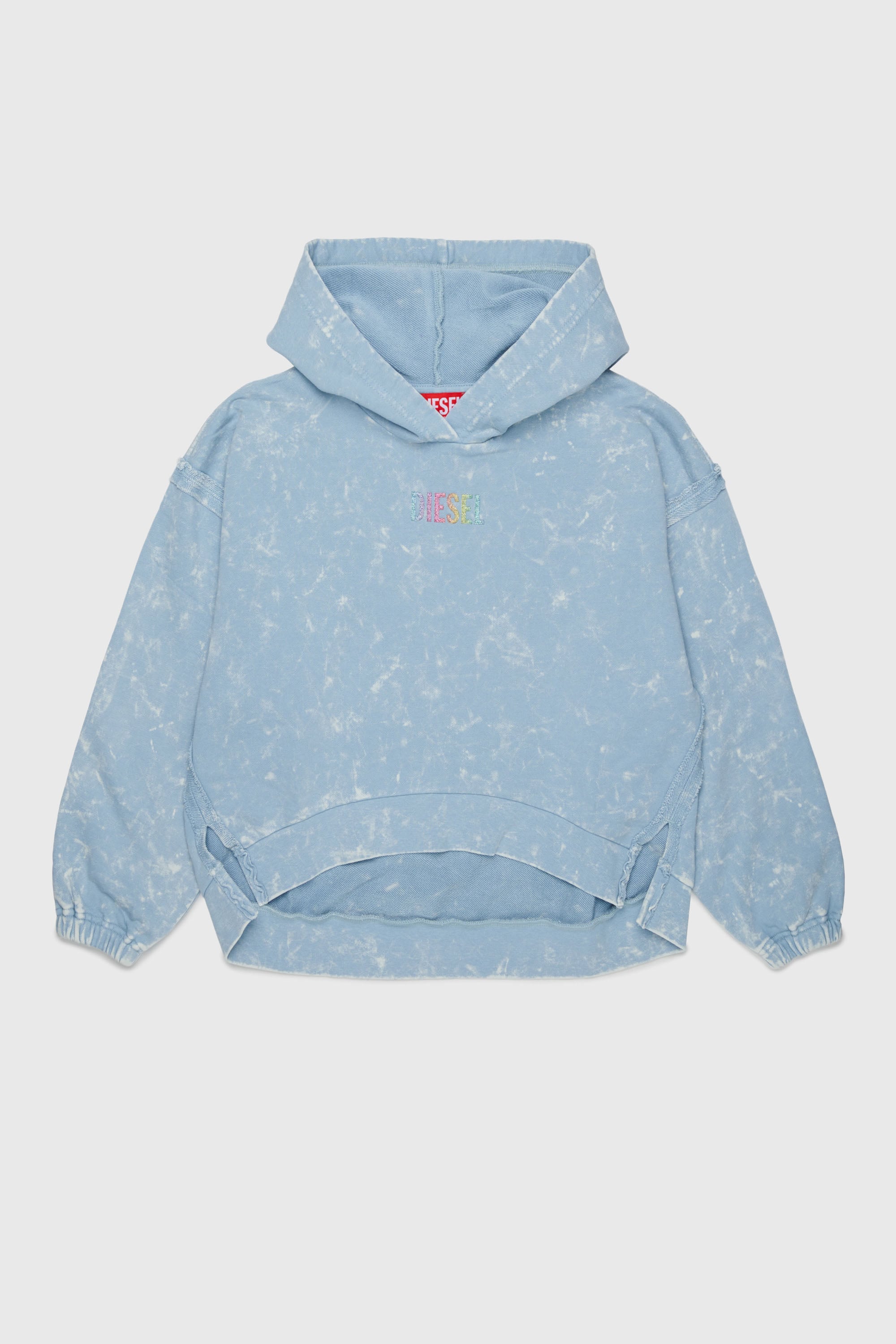 Diesel - SLOXY, Damen Kapuzenpullover mit Tie-dye-Effekt und Rainbow-Logo in Hellblau - 1