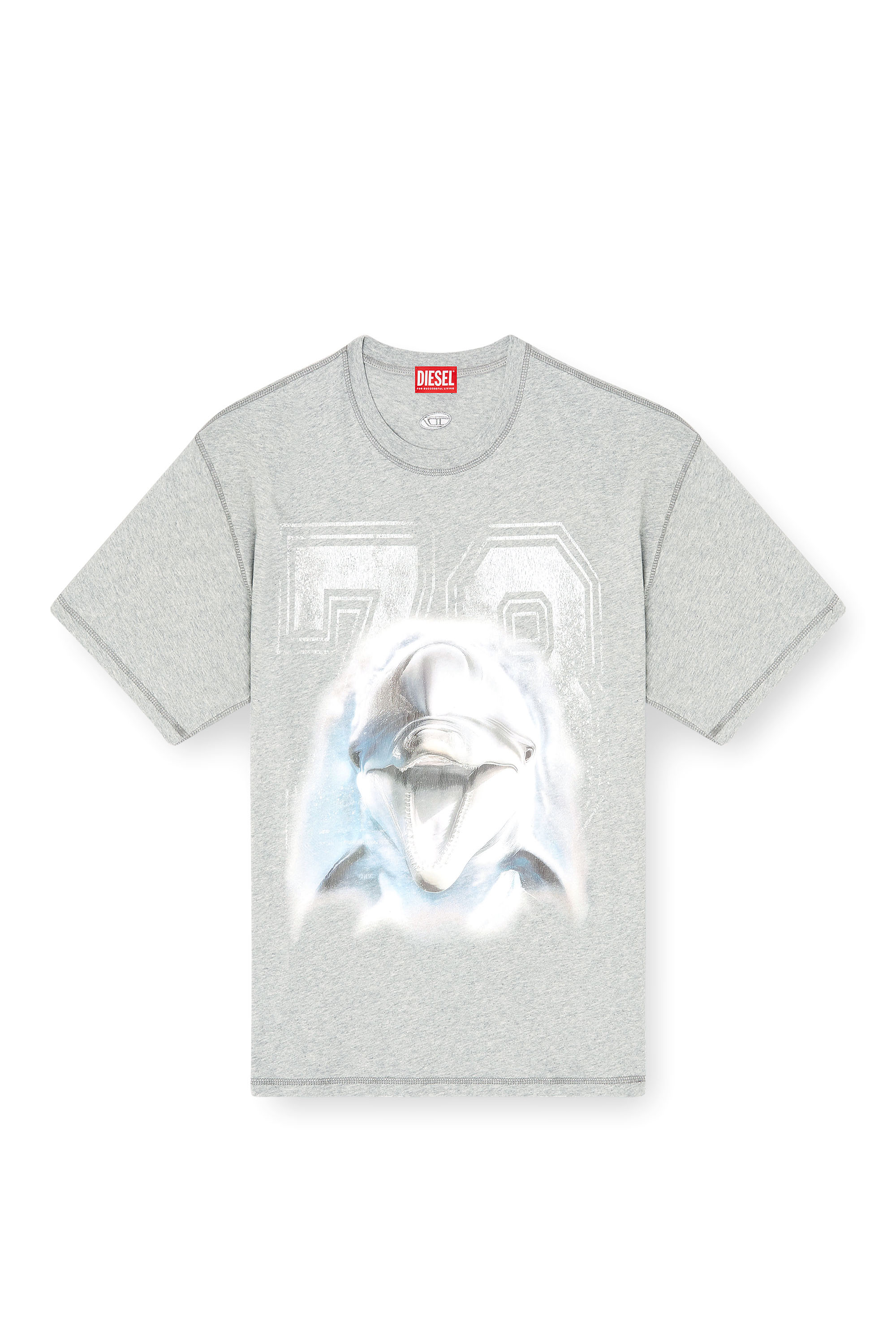 Diesel - T-BOXT-DOLPHIN, Herren Locker sitzendes T-Shirt mit Delfin-Grafik in Grau - 3