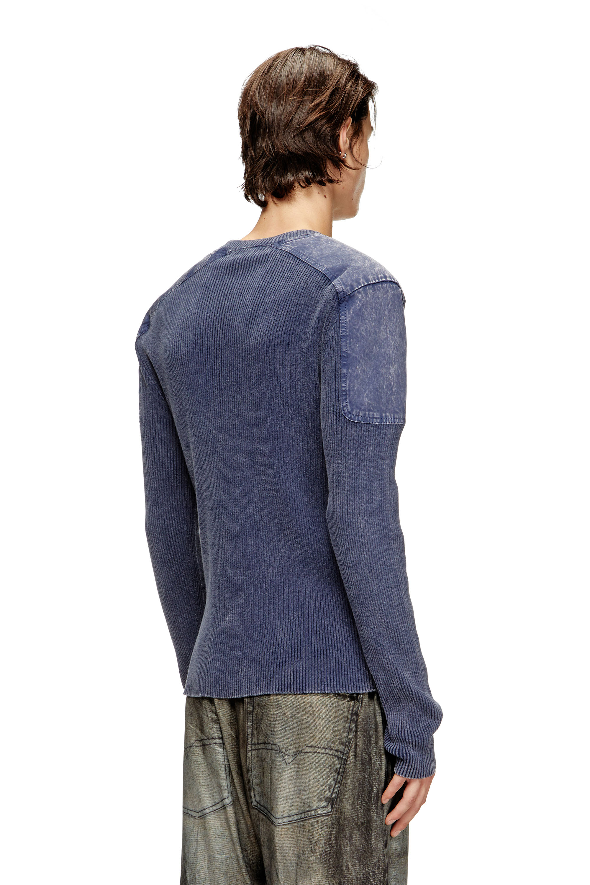 Diesel - K-MARTIN, Herren Pullover mit Schulterpartien aus Denim in null - 4