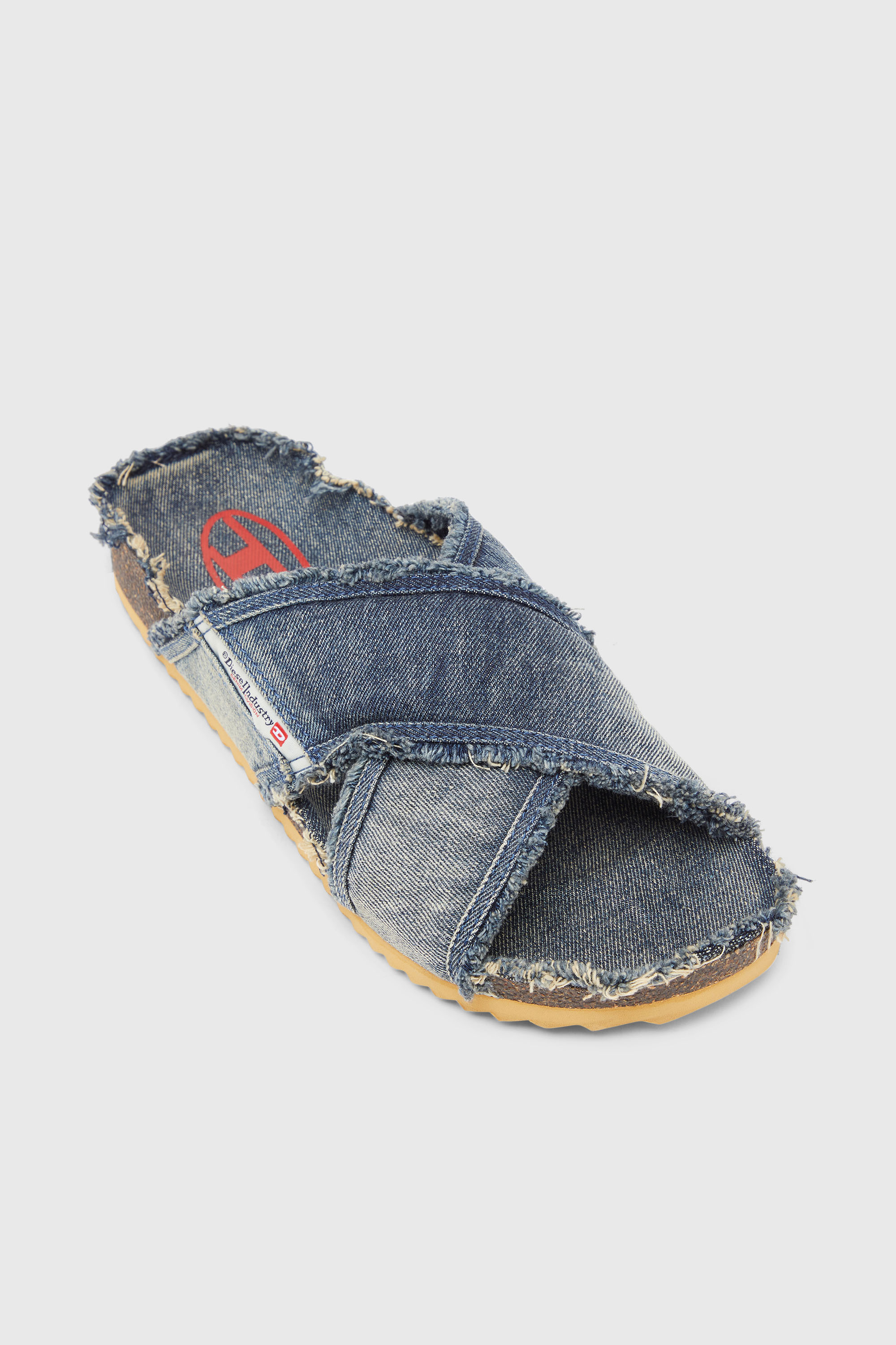 Diesel - D-WOODSTOCK CROSS, Herren D-Woodstock-Crossover-Slides in ausgefranstem Denim in Mittelblau - 6
