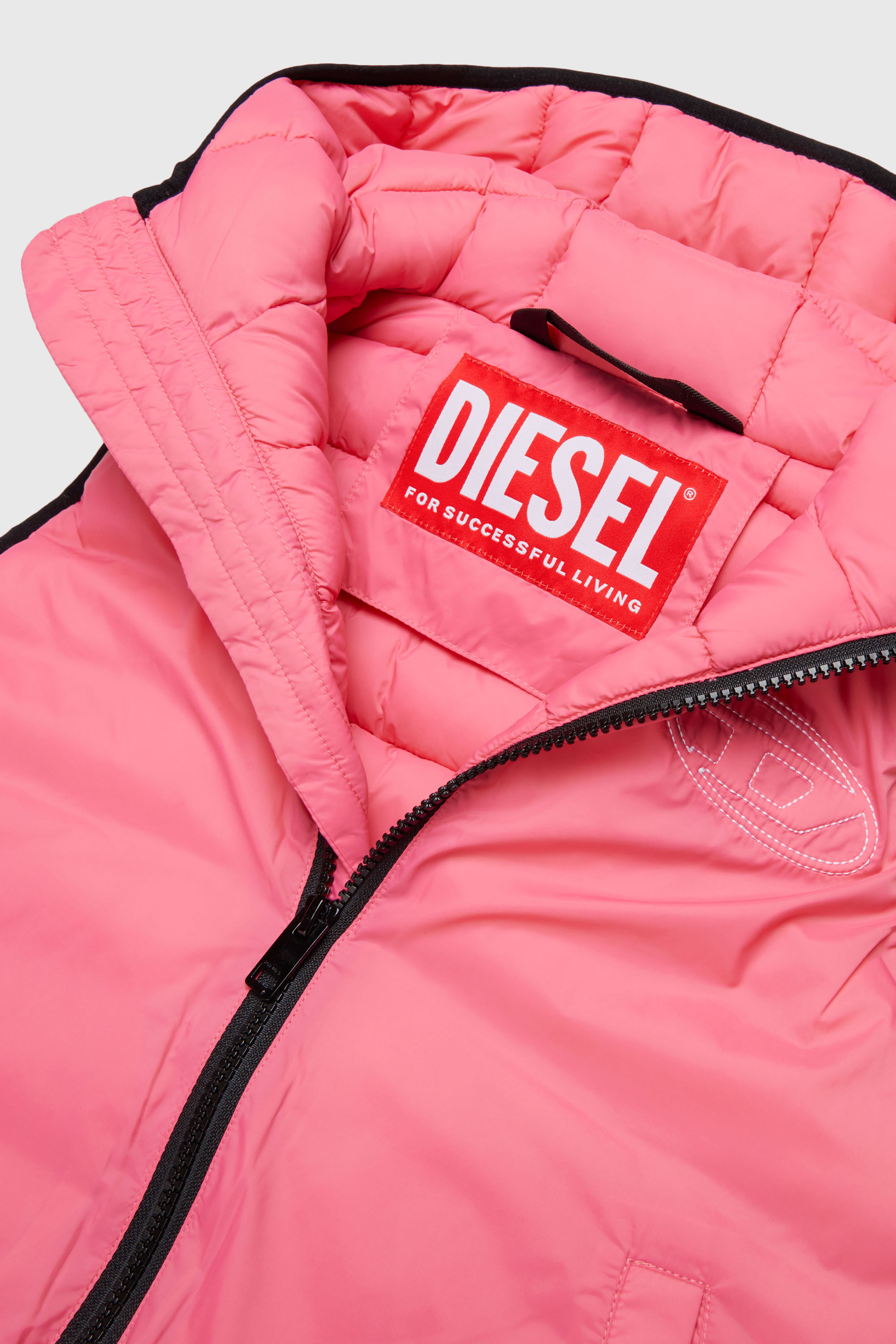 Diesel - JOSIP, Unisex Weste mit Kapuze aus wattiertem Nylon in Rosa - 3